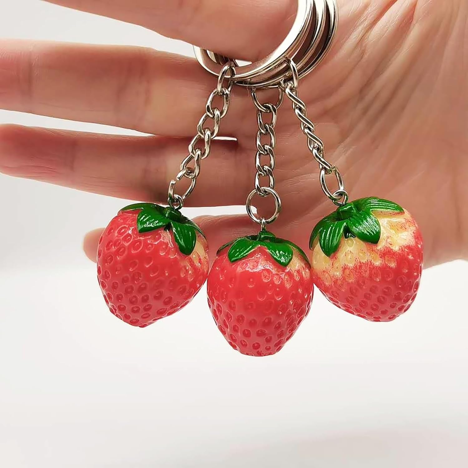 10 Pcs Resin Strawberry Keychain Charms