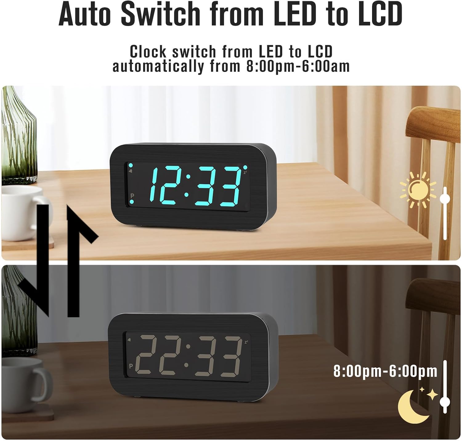 Digital Alarm Clock with Battery and USB Charging