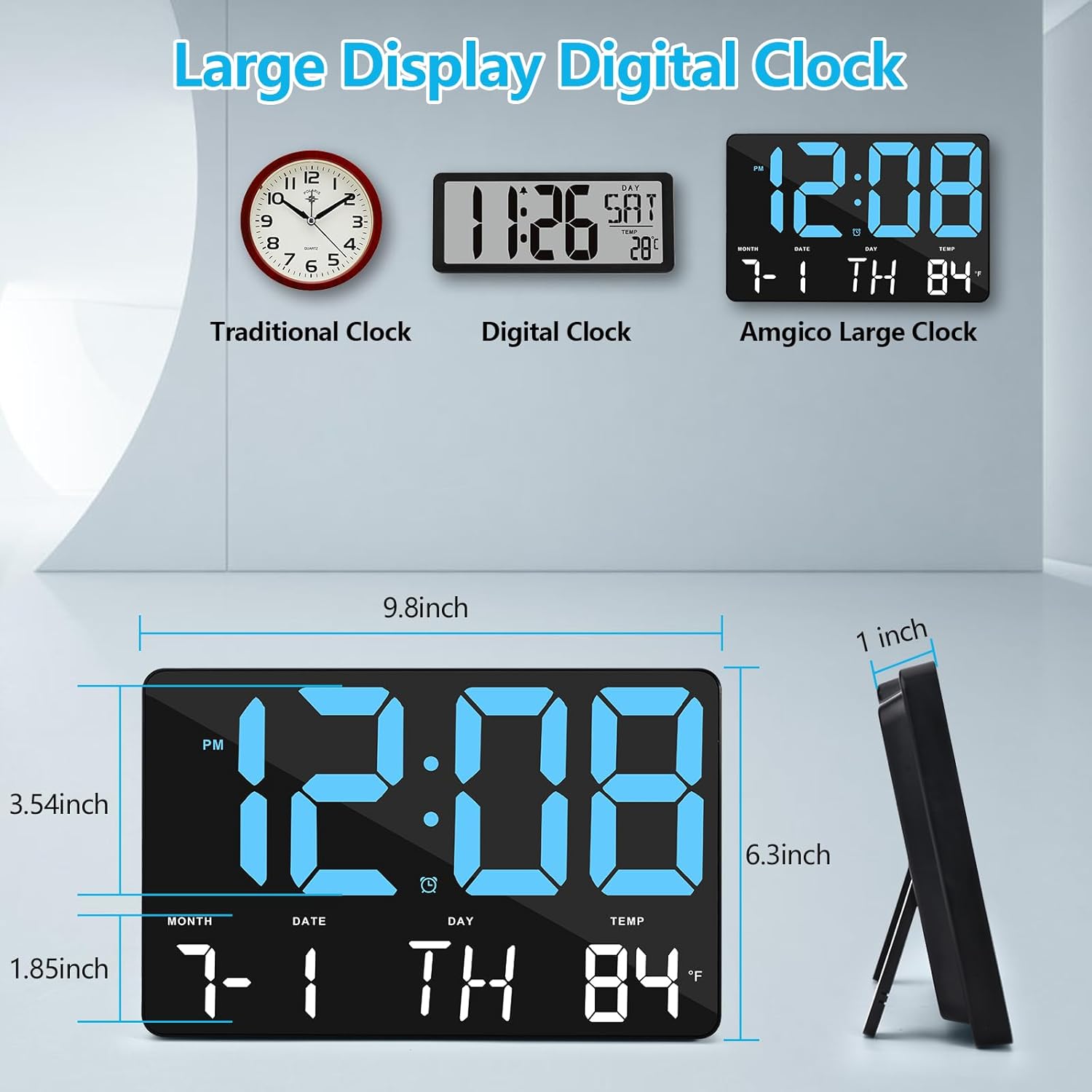 Amgico Digital Alarm Clock with Temperature and Auto Dimming