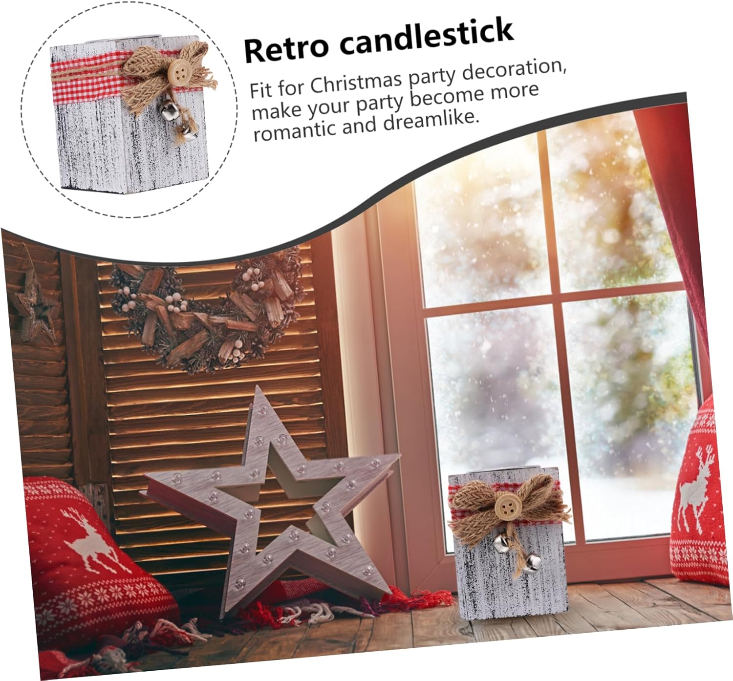 MAGICLULU Christmas Candle Holder Wooden Decor for Holiday Tables