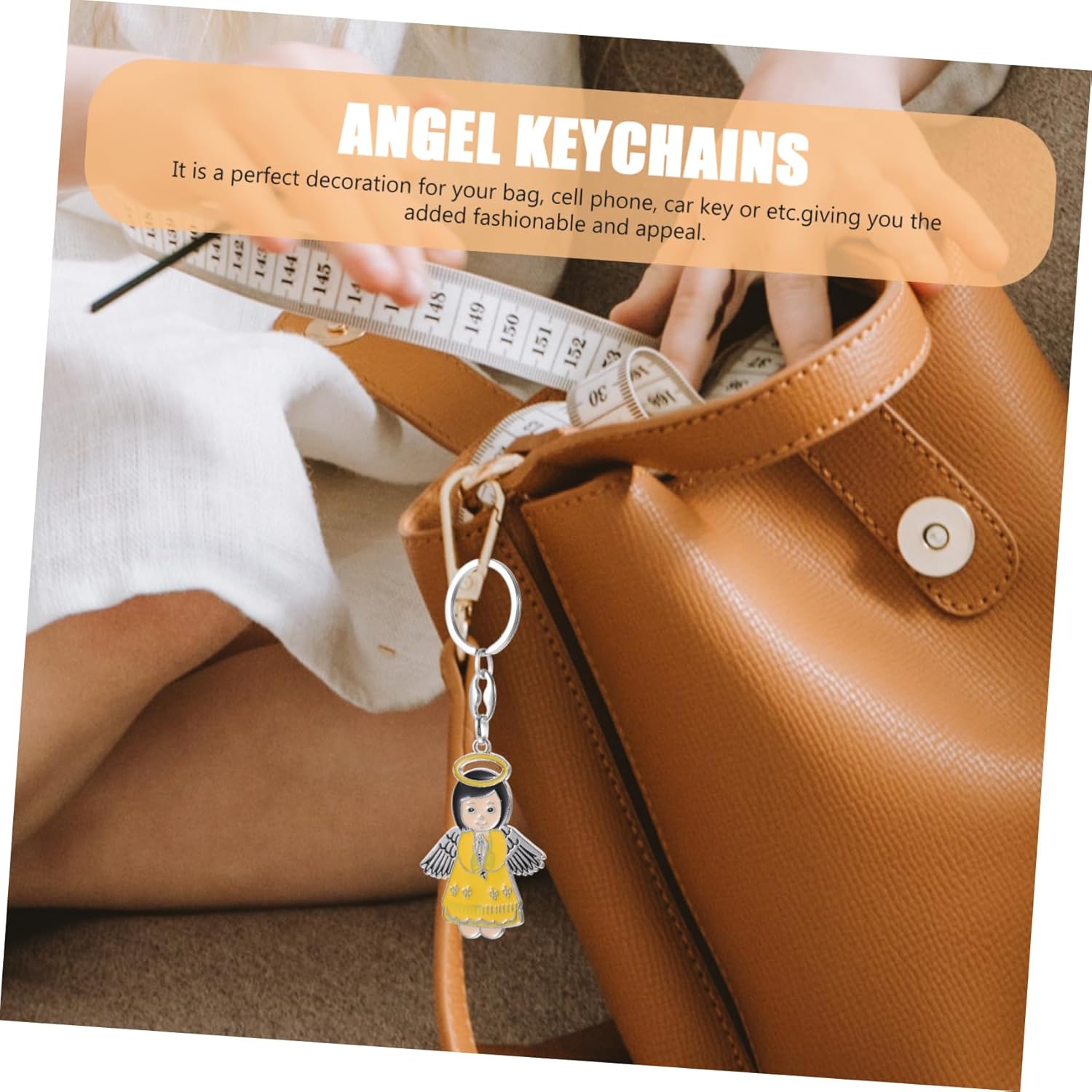 Merryhapy 6pcs Angel Keychain Bag Pendant Keychain Accessories for Baptism Parties