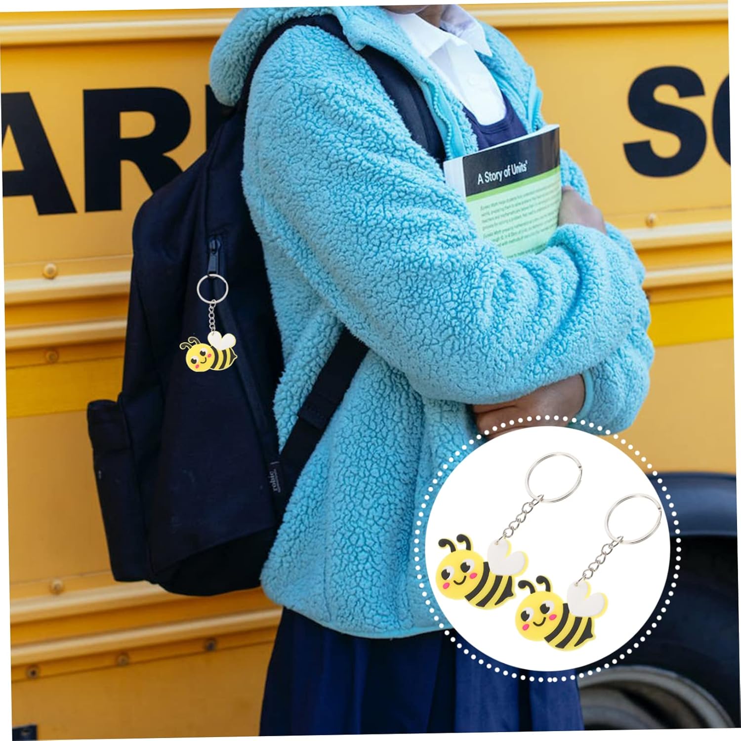 72 Pcs Cartoon Bee Metal Keychains Party Favors