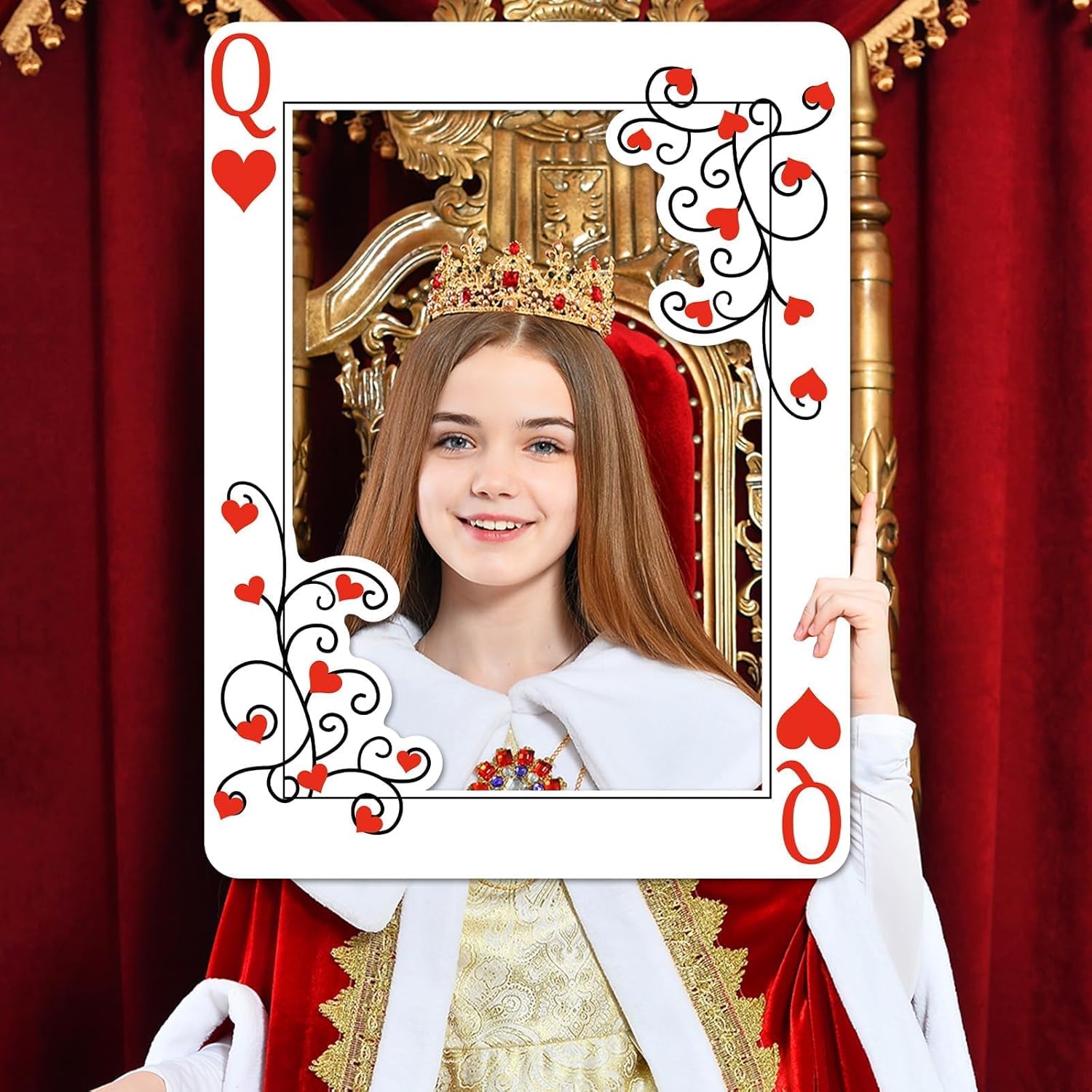 Casino Night Photo Booth Props Queen and King of Hearts