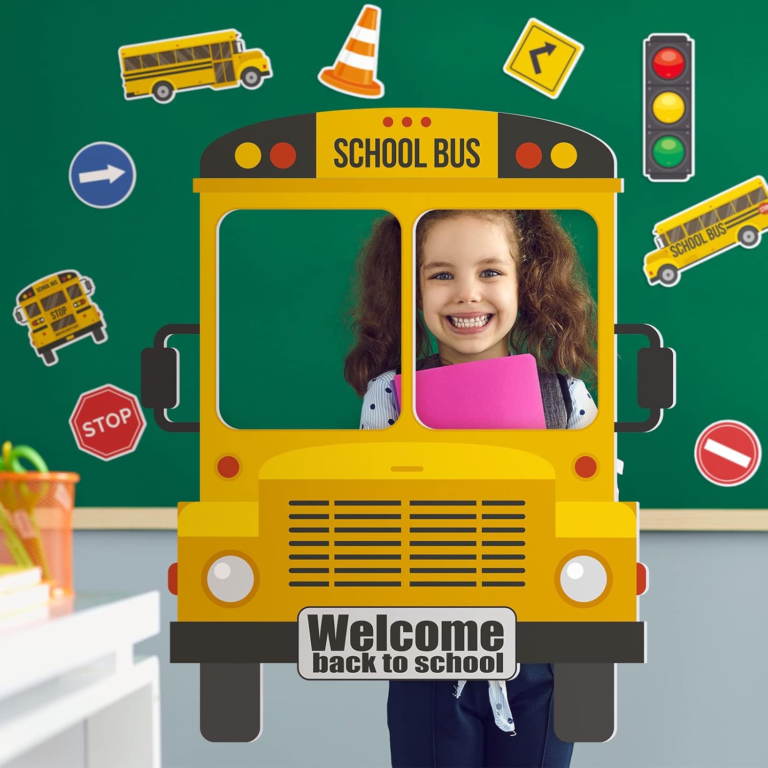 Thenshop School Bus Photo Booth Frame Set