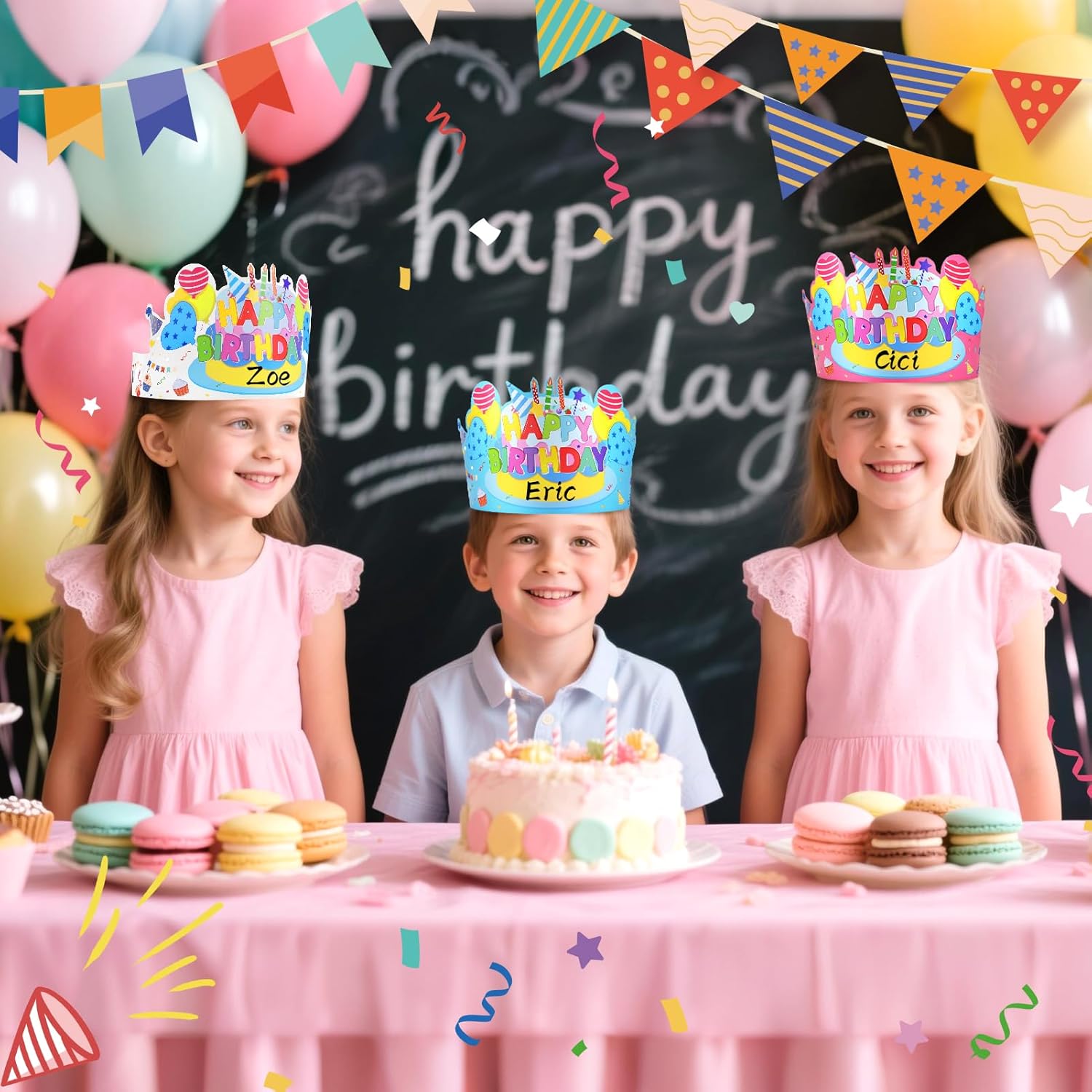 VEKDA 30 Pcs Birthday Crowns for Kids Classroom