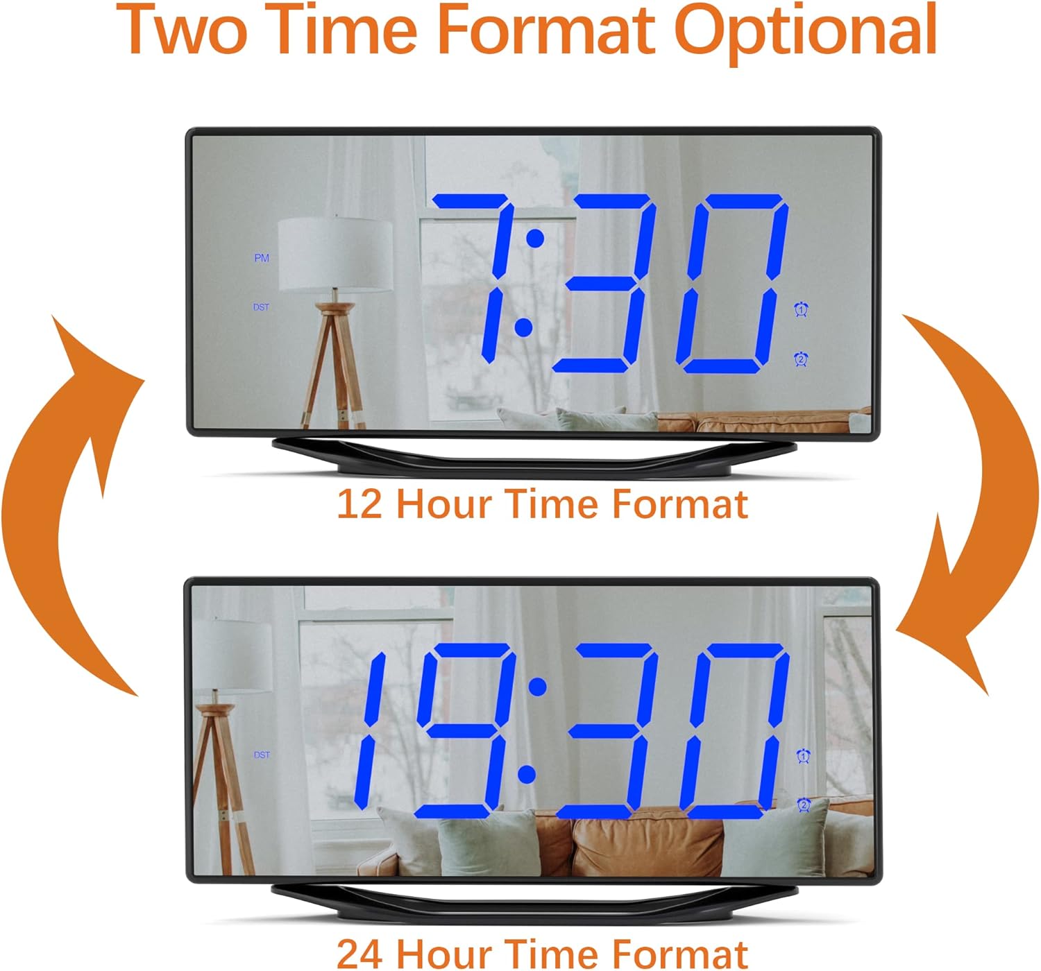 PPLEE 87 Digital LED Mirror Alarm Clock with 2 Alarms