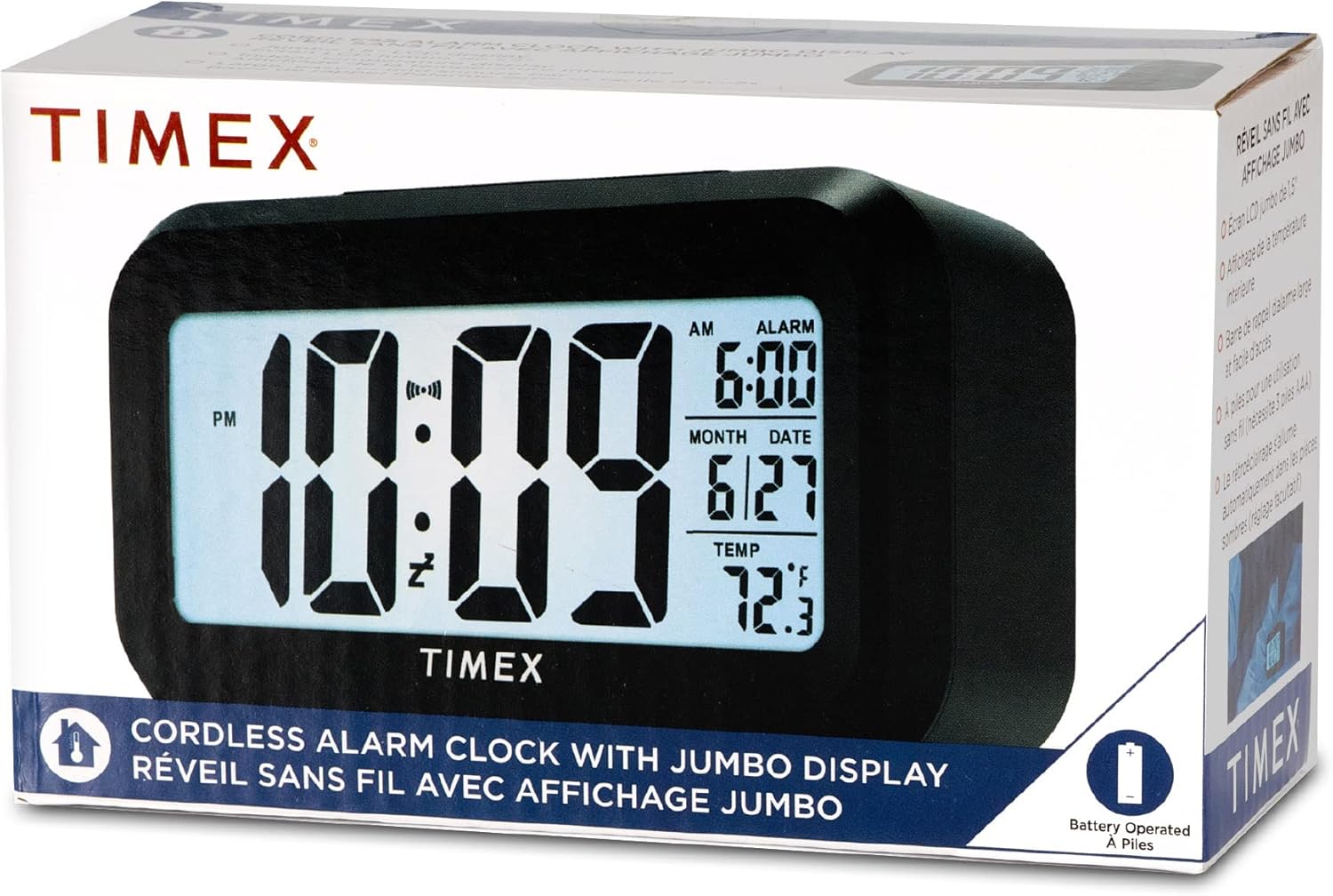 Timex Alarm Clock with Temperature Sensor and Large Display
