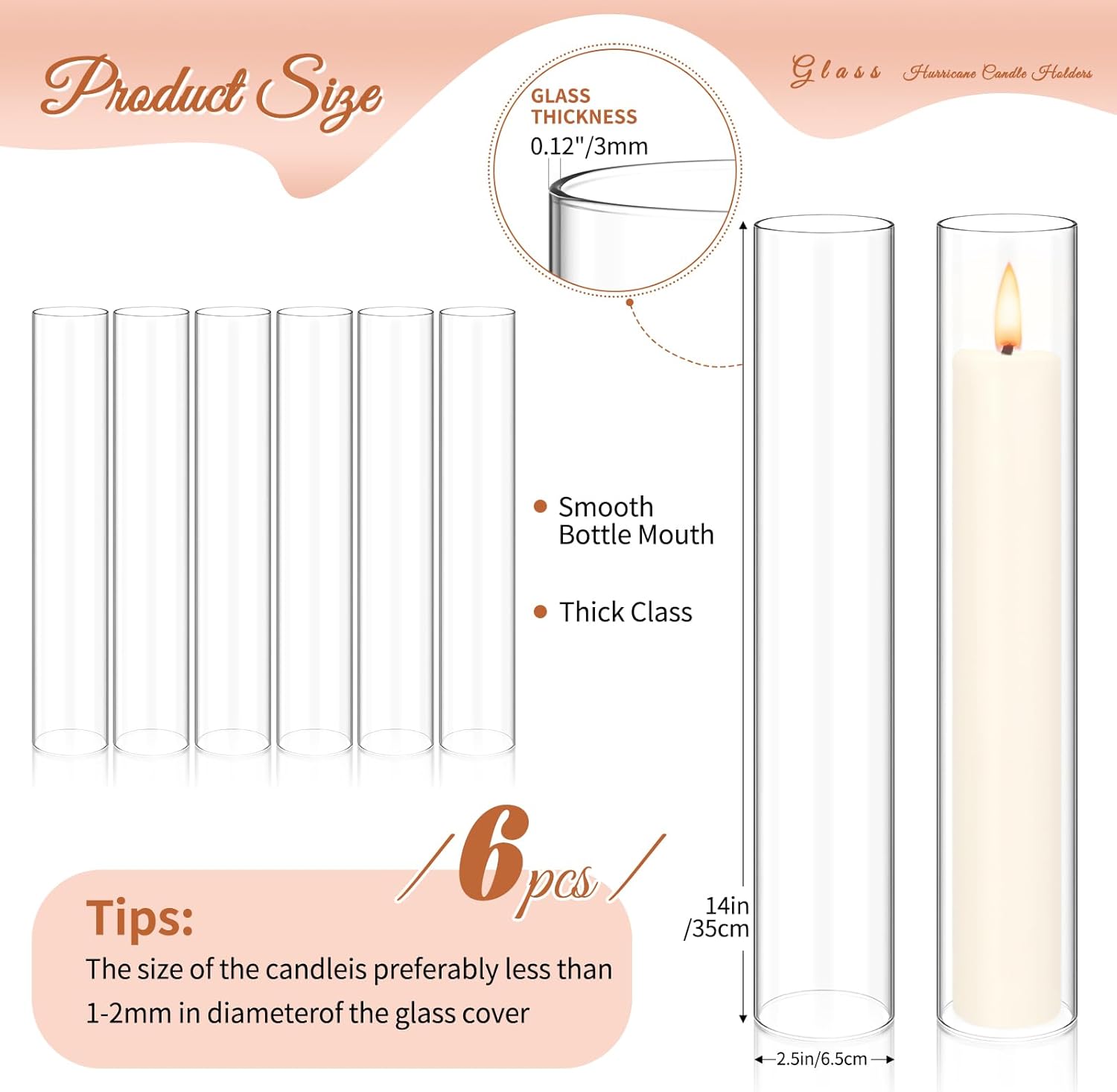 Showgeous 6 Piece Hurricane Candle Holder Set