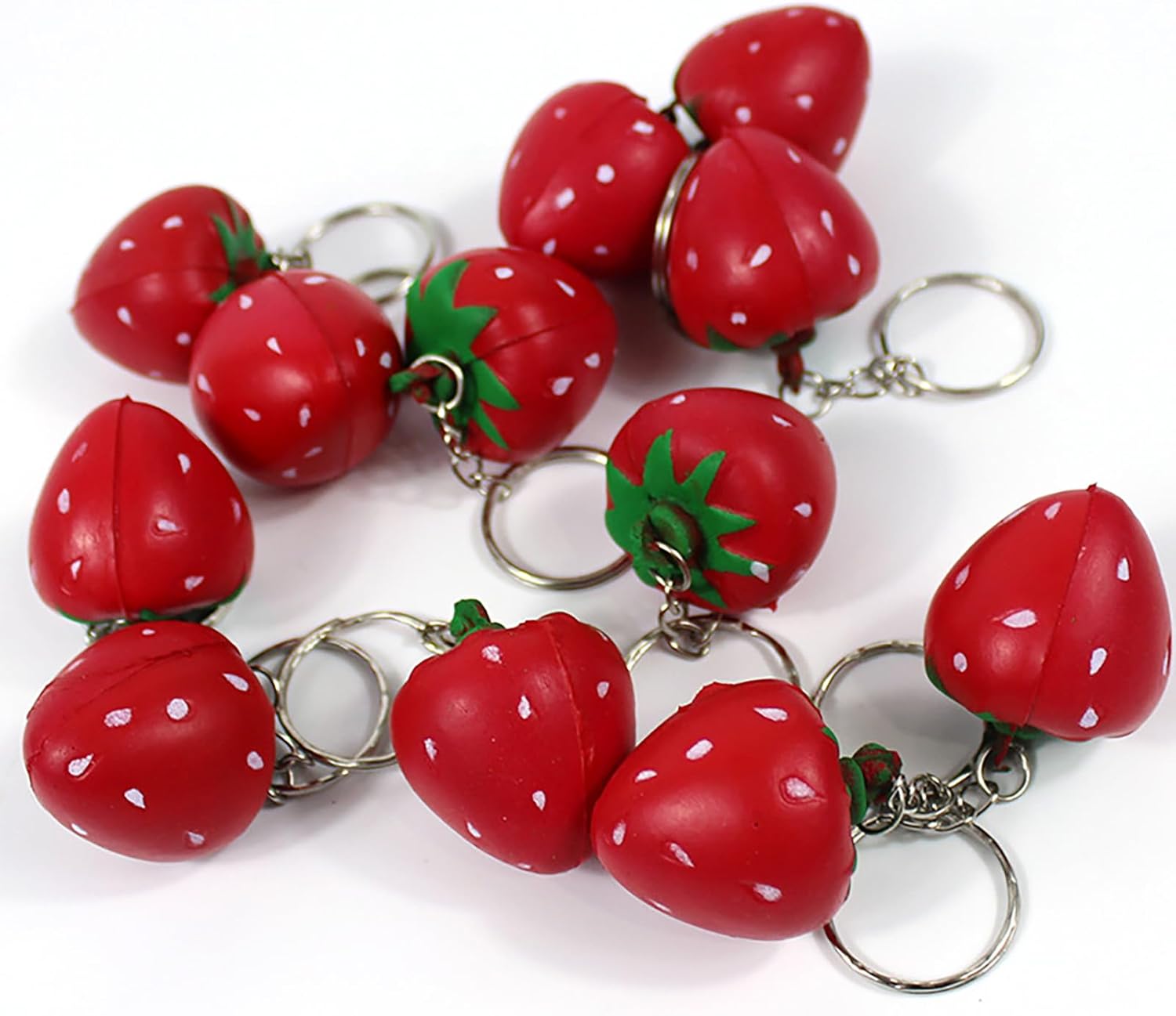 10 Pcs Strawberry Keychain Keyring Charm for Party Favors