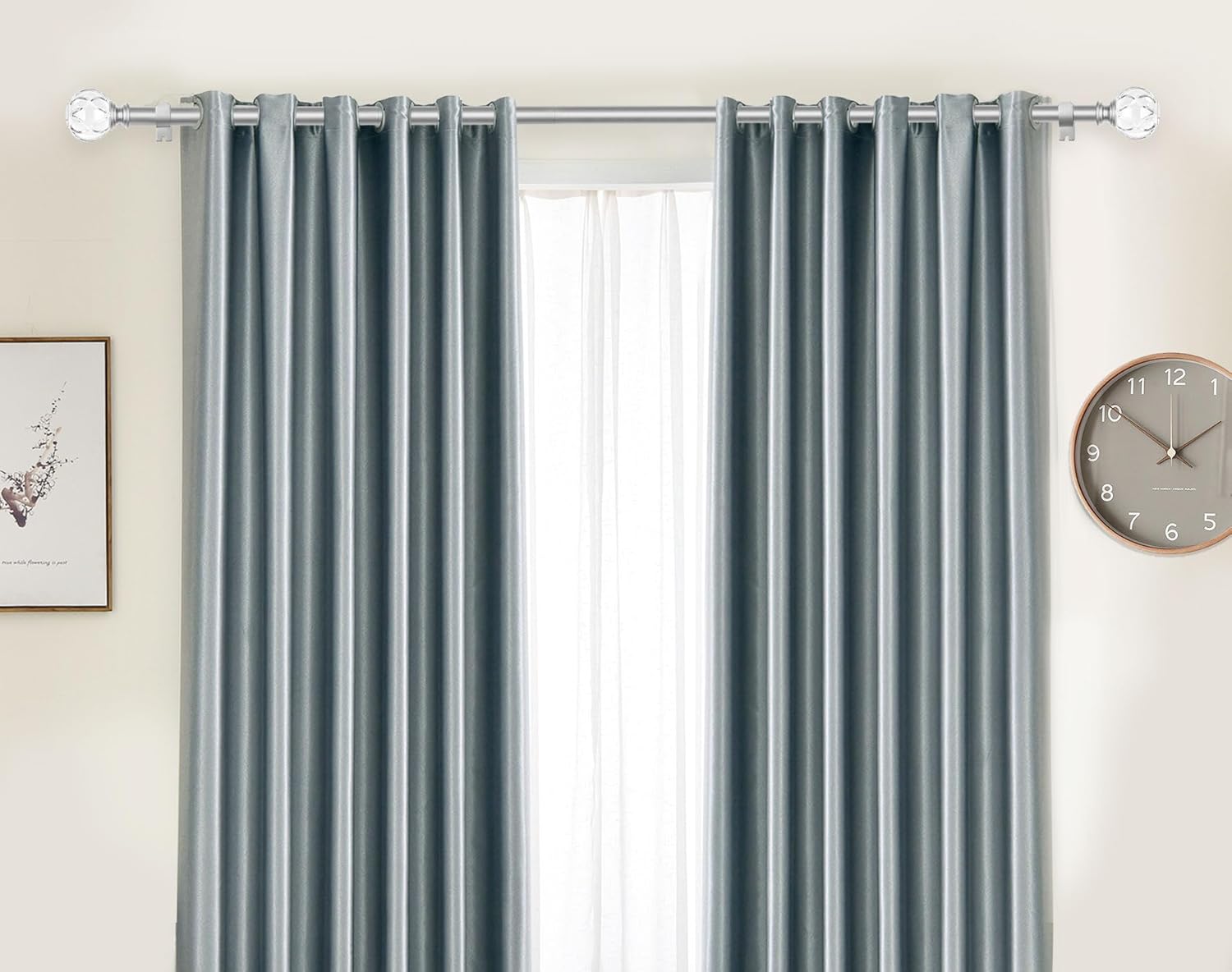 Kamanina 1 Inch Telescoping Curtain Rods with Crystal Ends