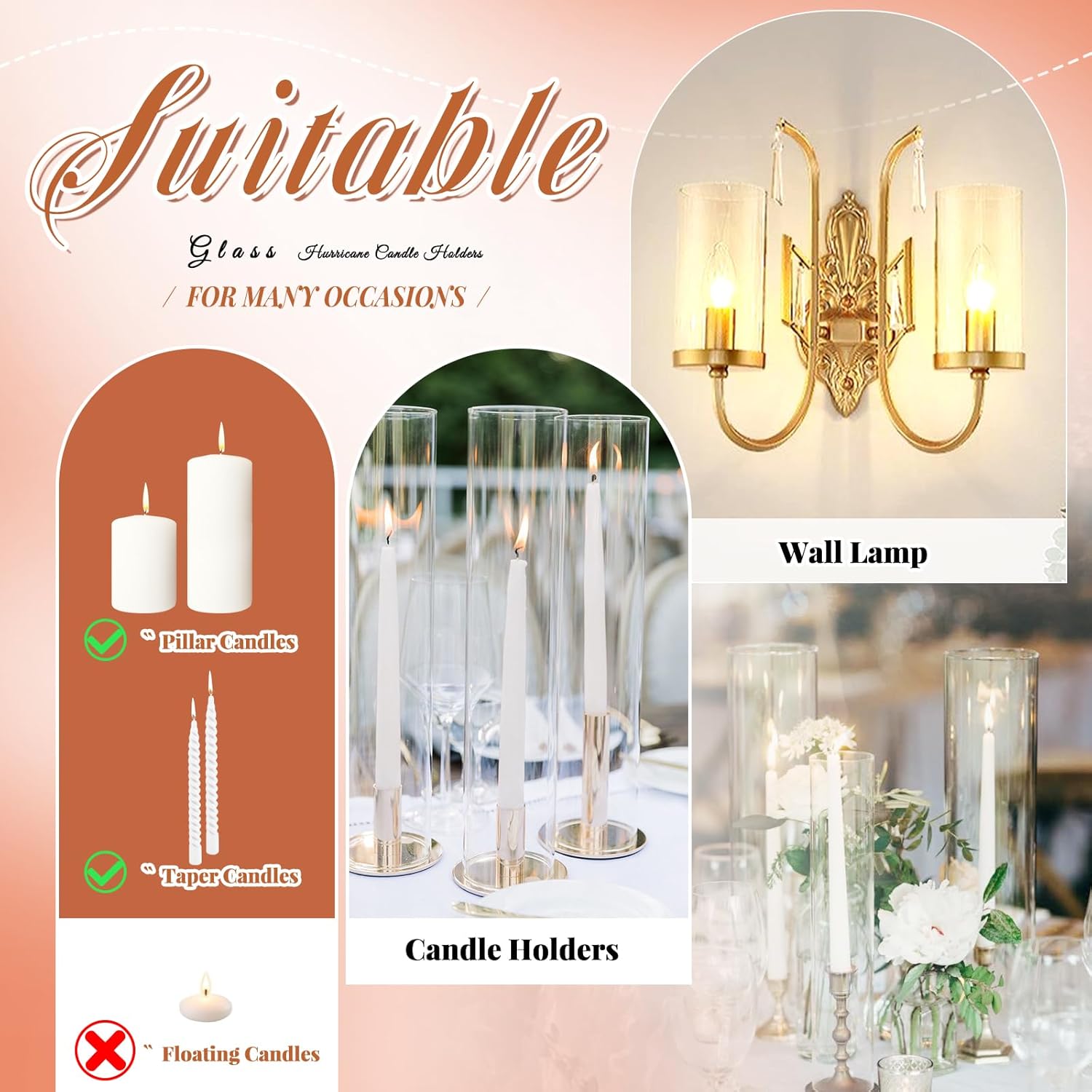Showgeous 6 Piece Hurricane Candle Holder Set
