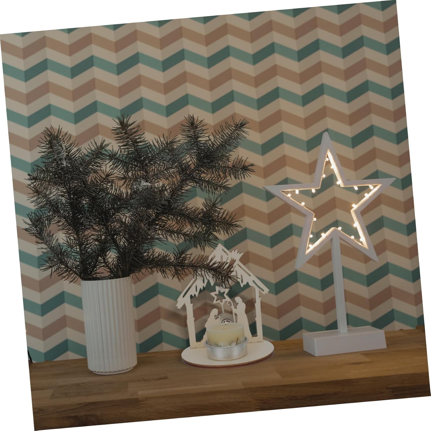 Mobestech 6pcs Wooden Candle Holders for Christmas Decor