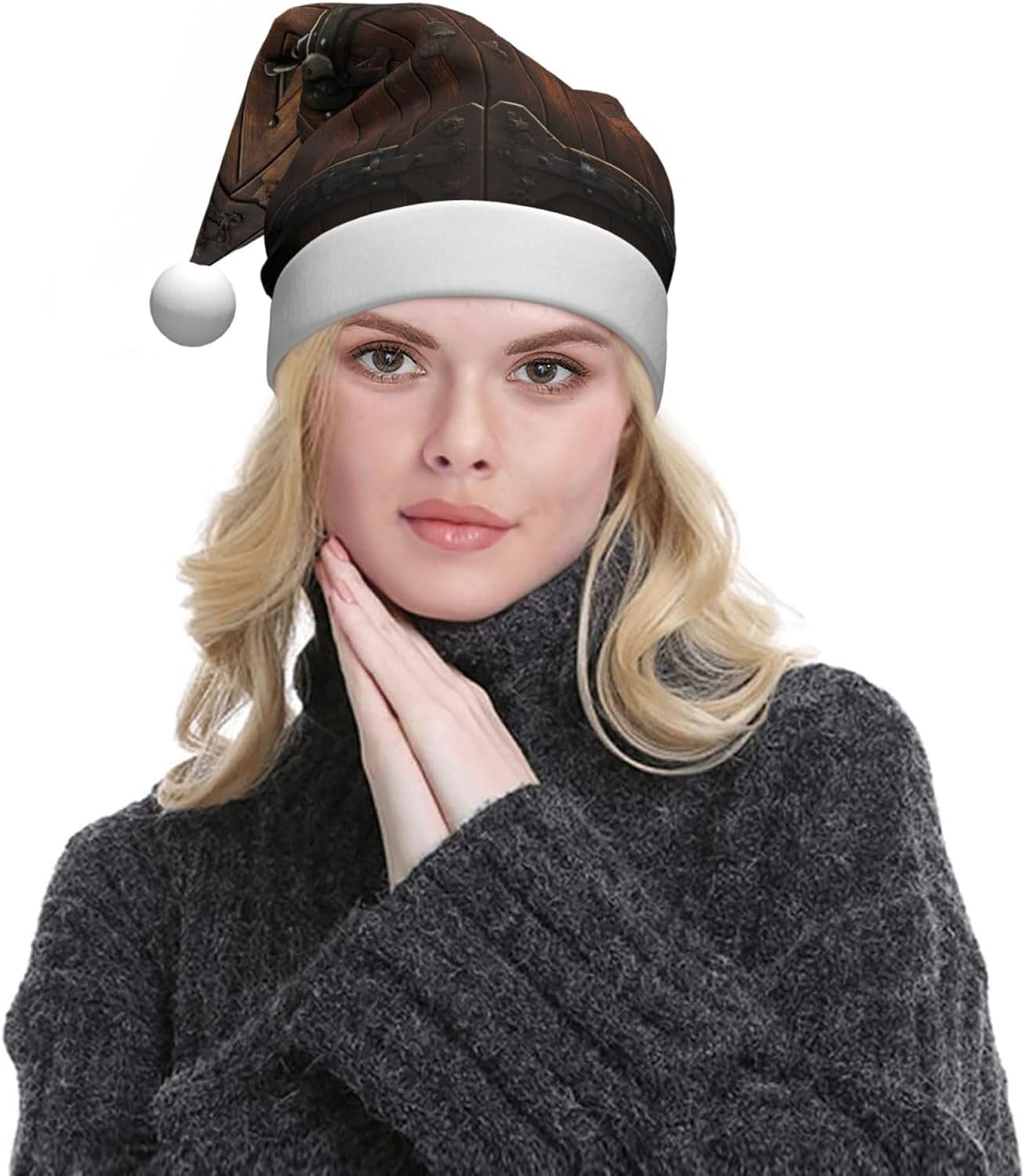 Rustic Style Plush Santa Christmas Hat for Adults