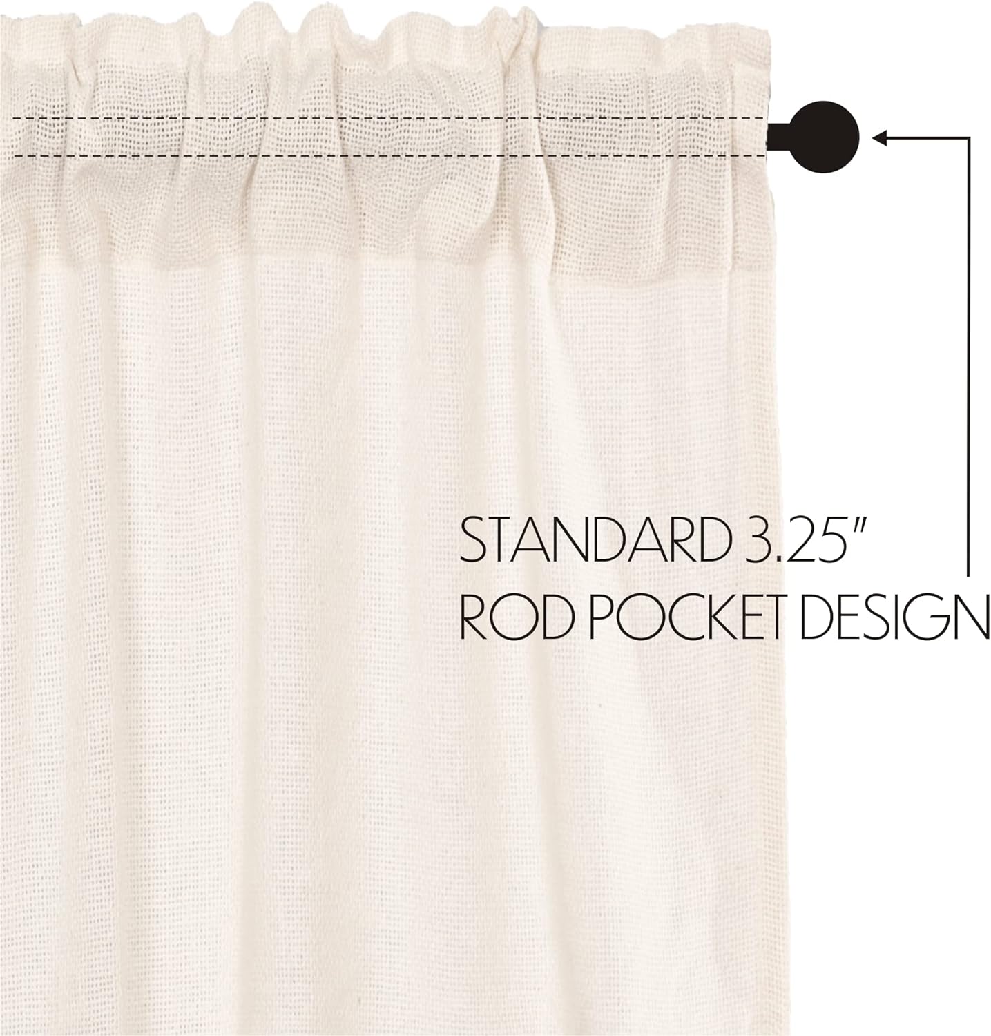 VHC Brands Burlap Antique White Farmhouse Curtains Set of 2