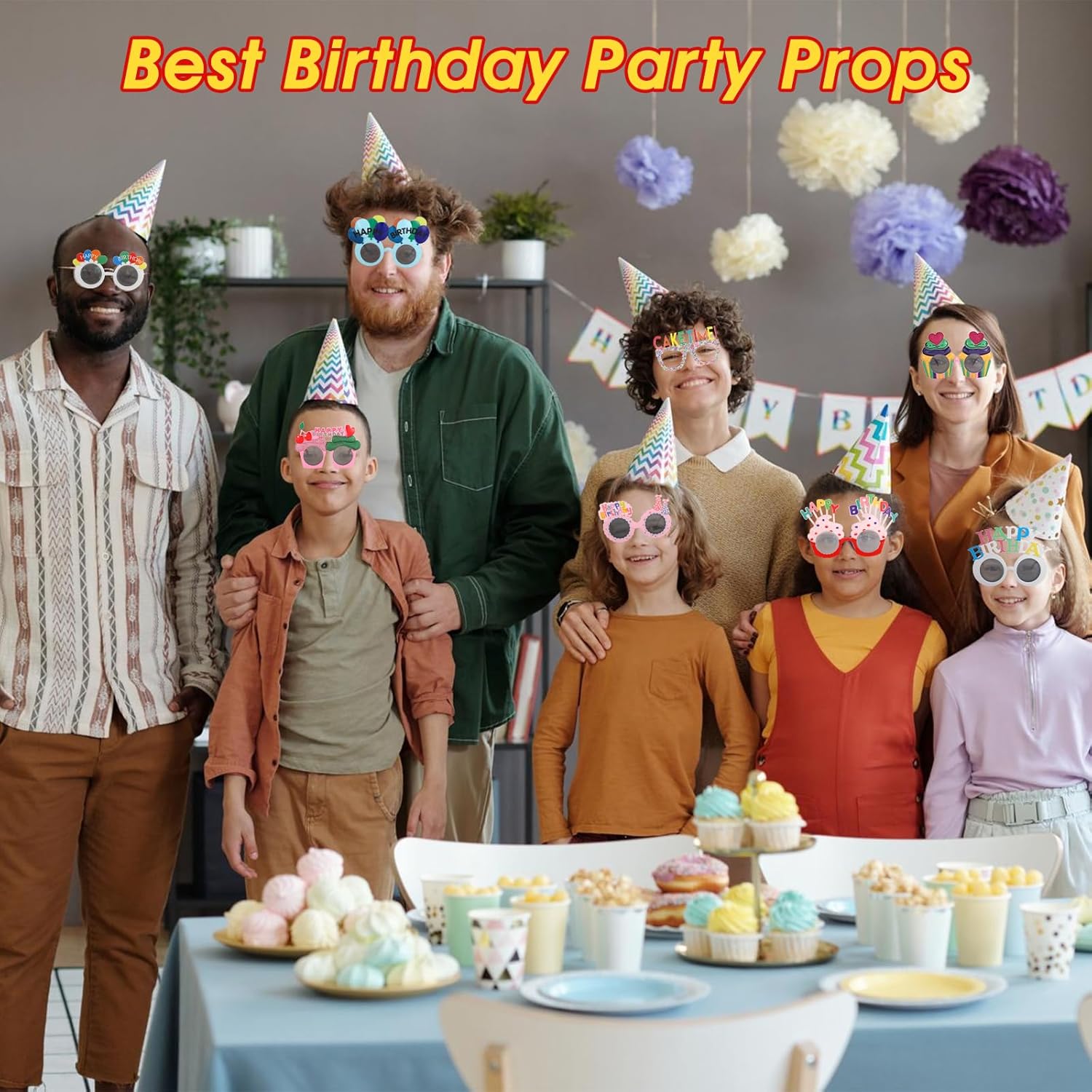 12 Pcs Birthday Sunglasses Funny Photo Booth Props for Adults