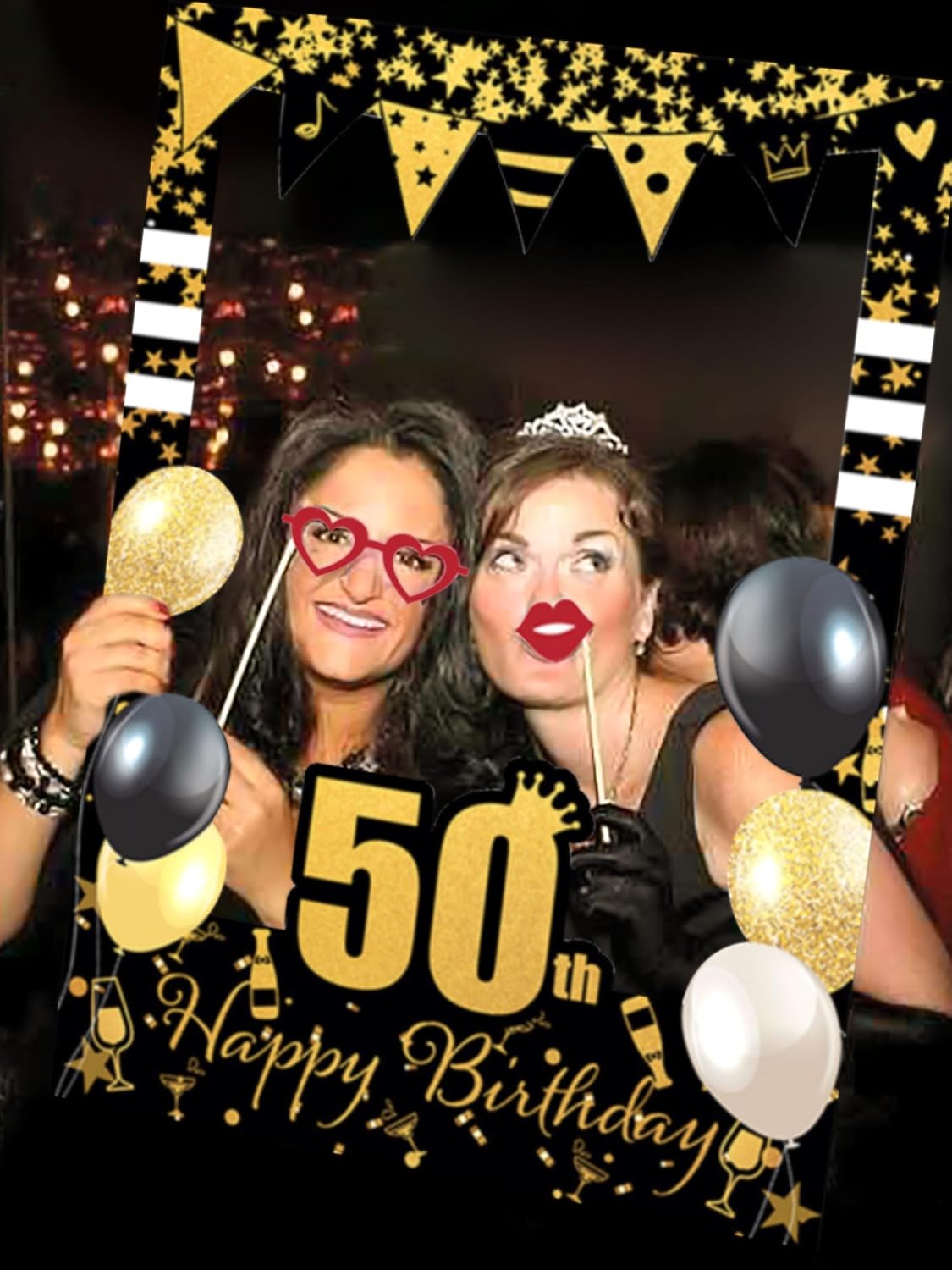 LaVenty 50th Birthday Photo Booth Props Frame Decorations