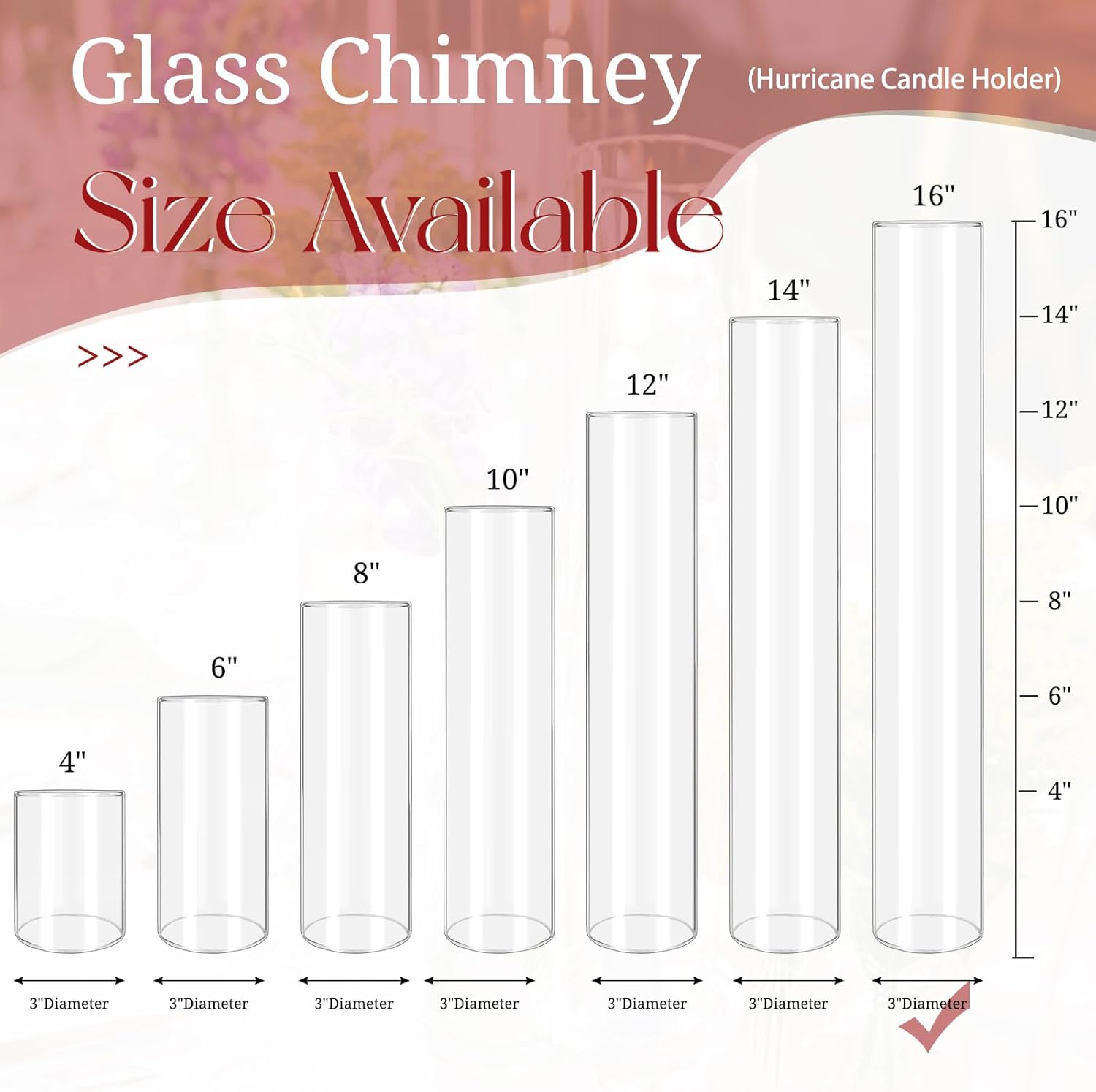 18 Pcs Open Ended Clear Glass Hurricane Candle Holders