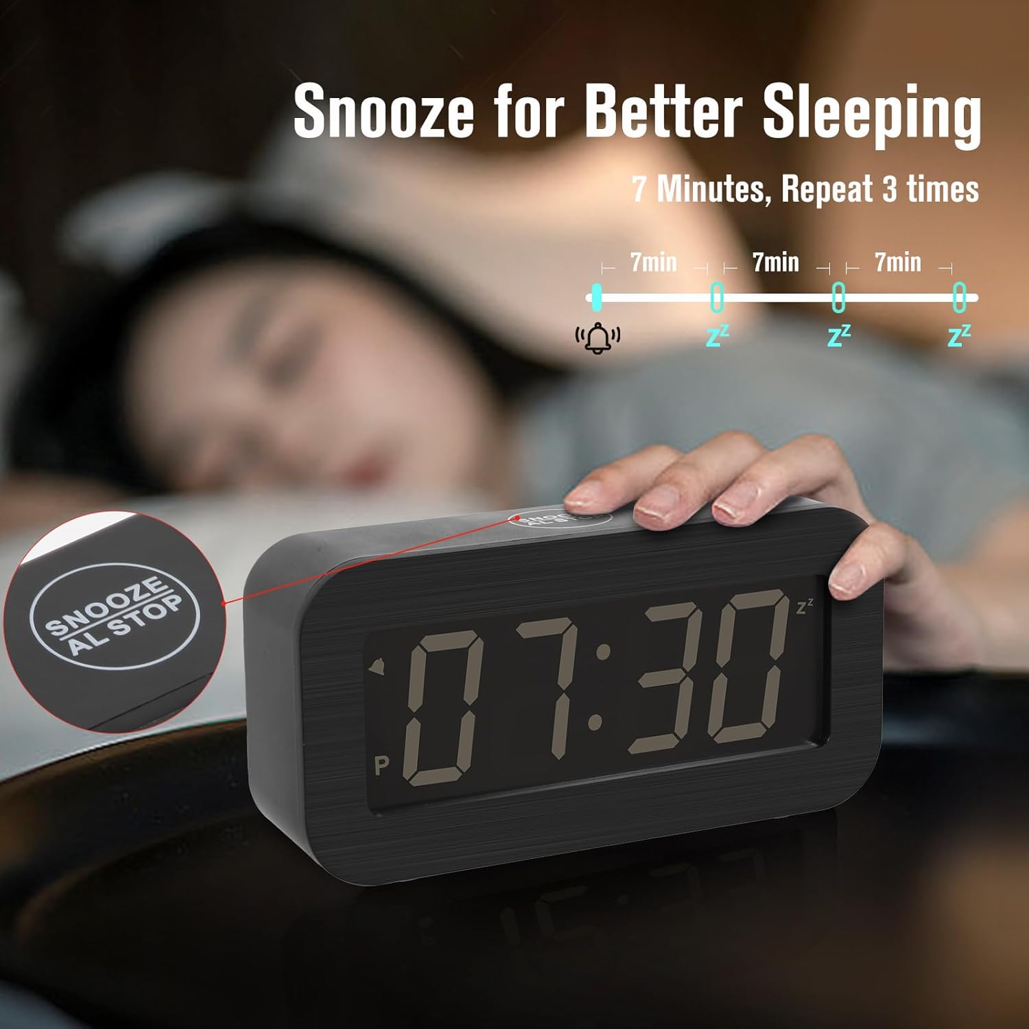 Digital Alarm Clock with Battery and USB Charging