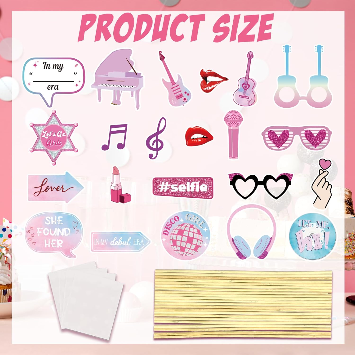 22 Pcs Music Themed Photo Booth Props for Girls Parties