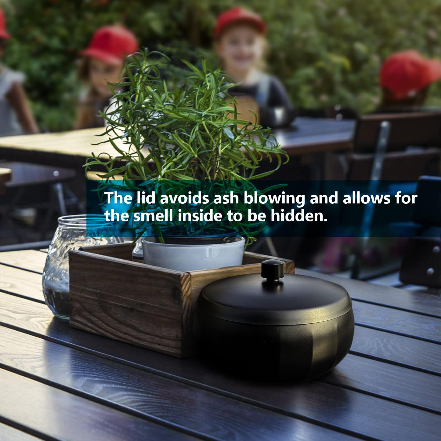 Stainless Steel Ashtray with Lid Windproof and Smokeless
