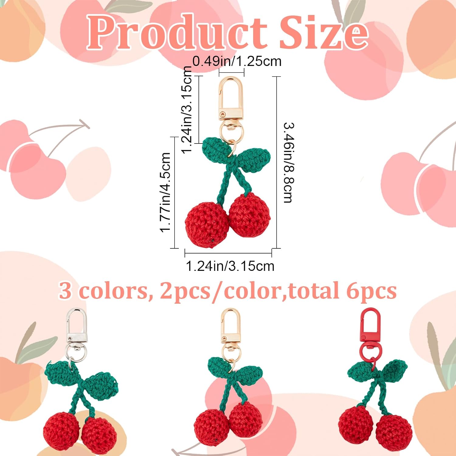 CRASPIRE 6Pcs 3 Color Enamel Keychain Set