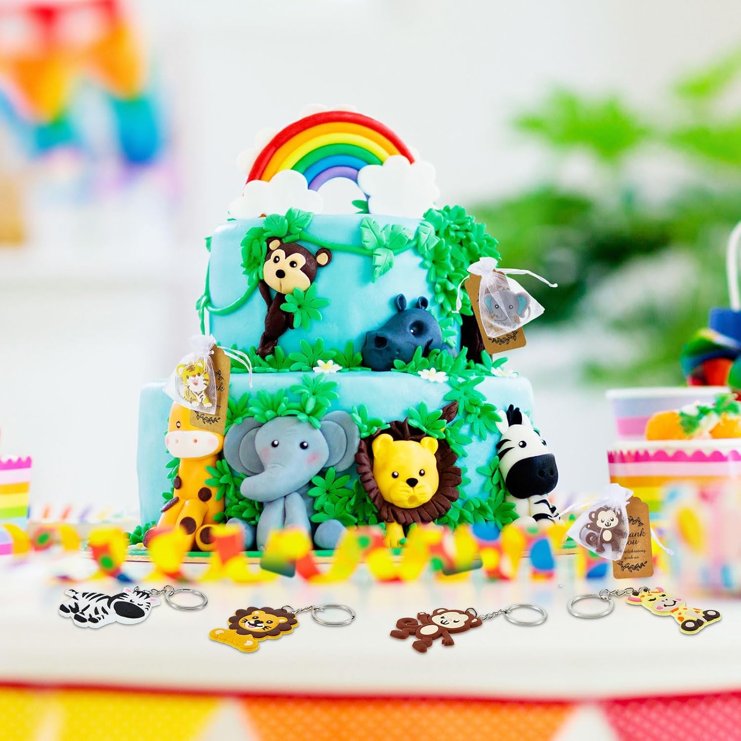 270 Pieces Jungle Animal Keychain Party Favor Set