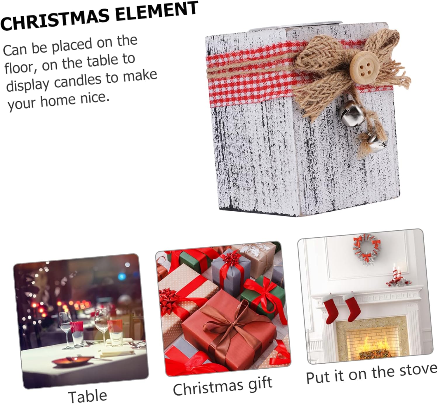 MAGICLULU Christmas Candle Holder Wooden Decor for Holiday Tables