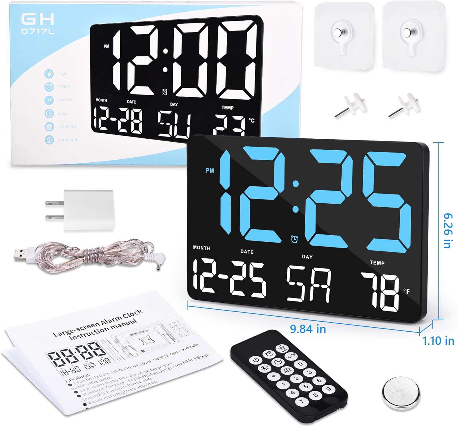 Amgico Digital Alarm Clock with Temperature and Auto Dimming