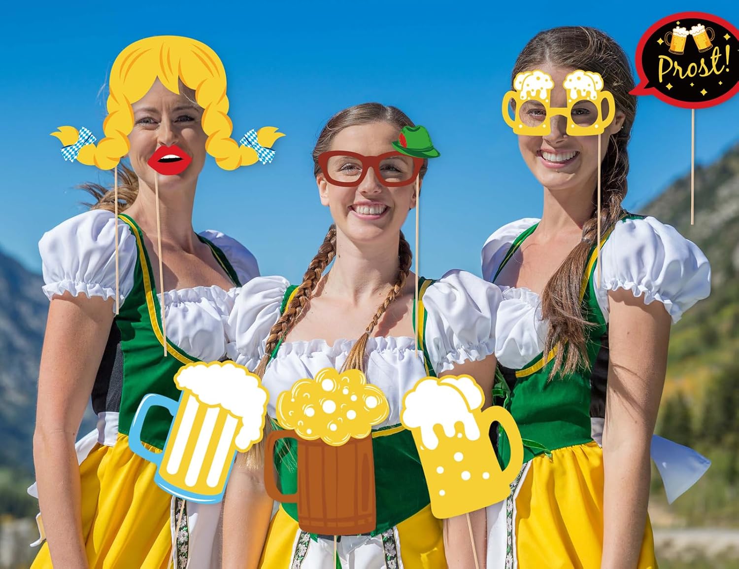 90shine 55 Ct Oktoberfest Photo Booth Props German Theme Decorations