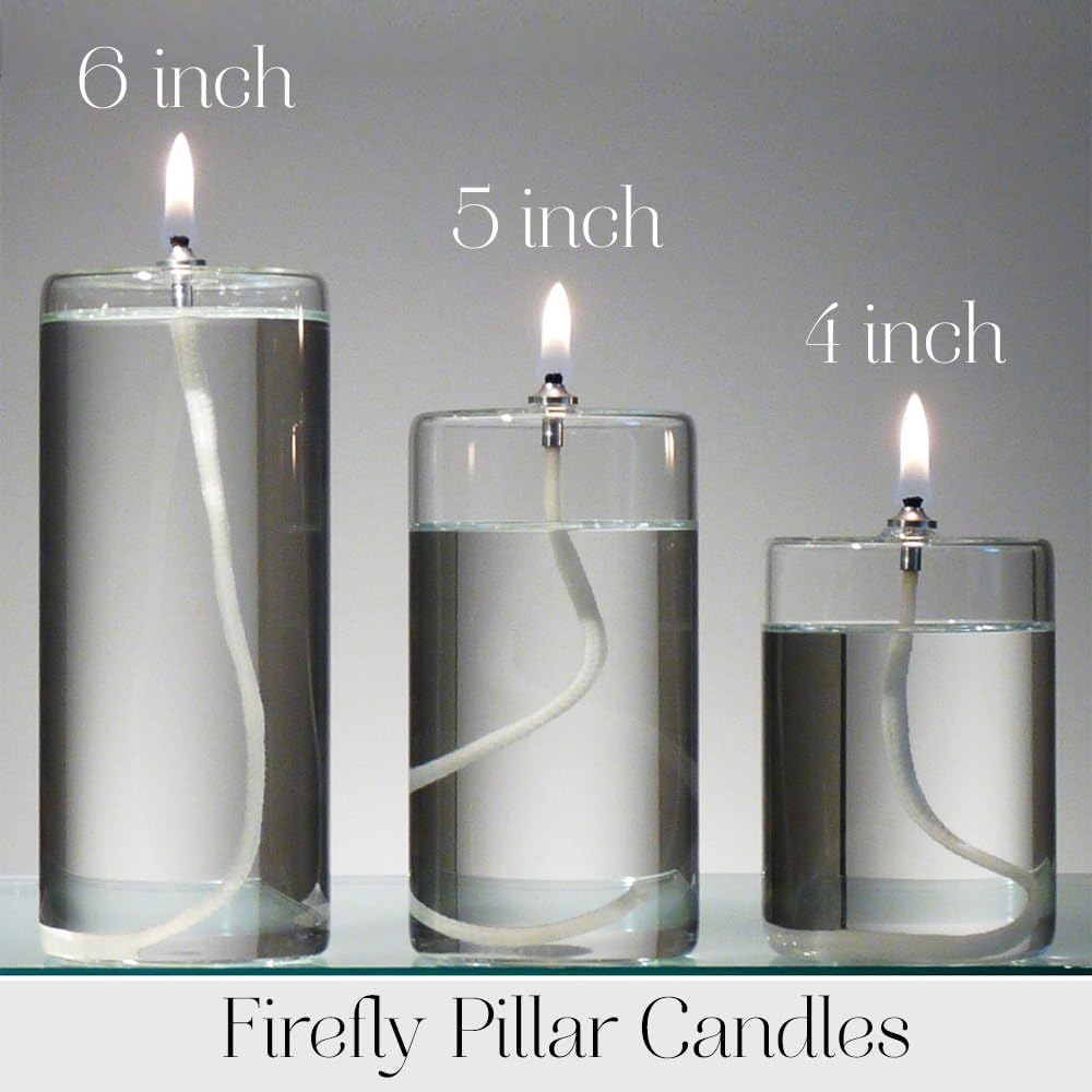 Firefly Dripless 6-Inch Refillable Glass Pillar Candle