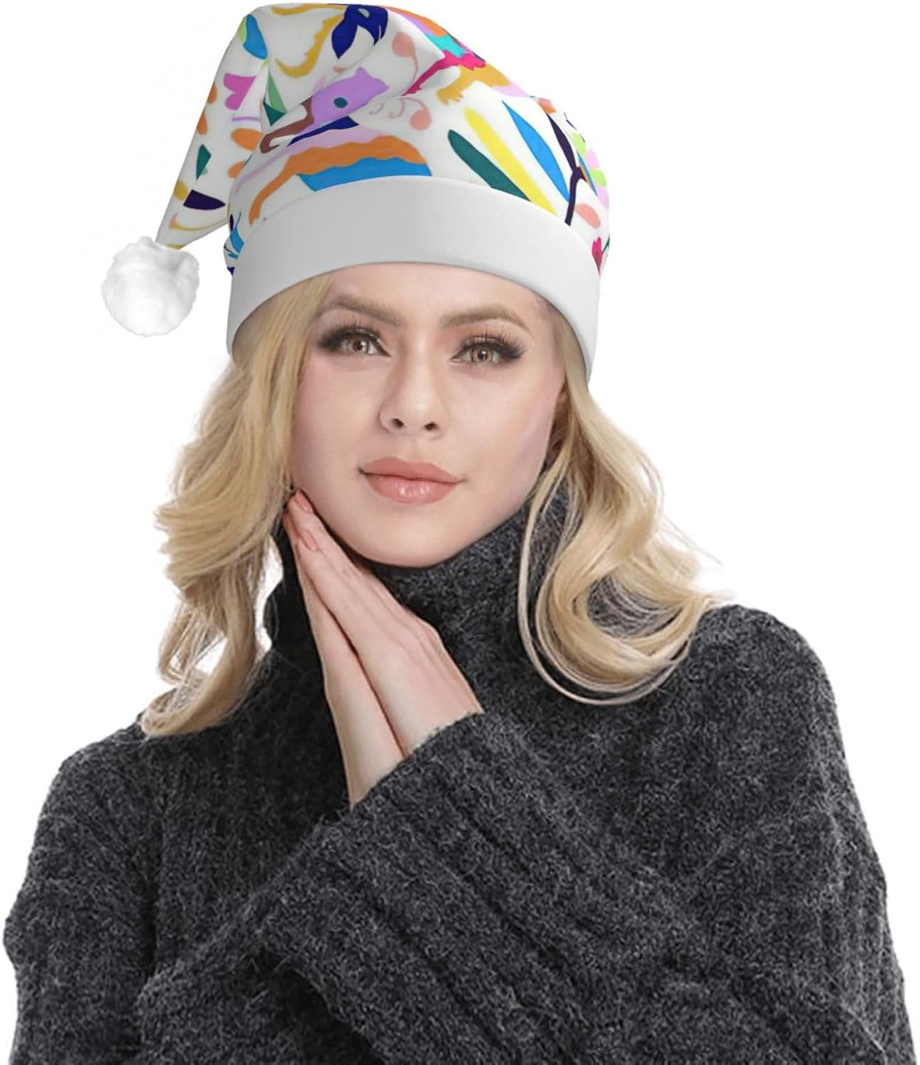 QinZheng LED Santa Hat with Animals Print
