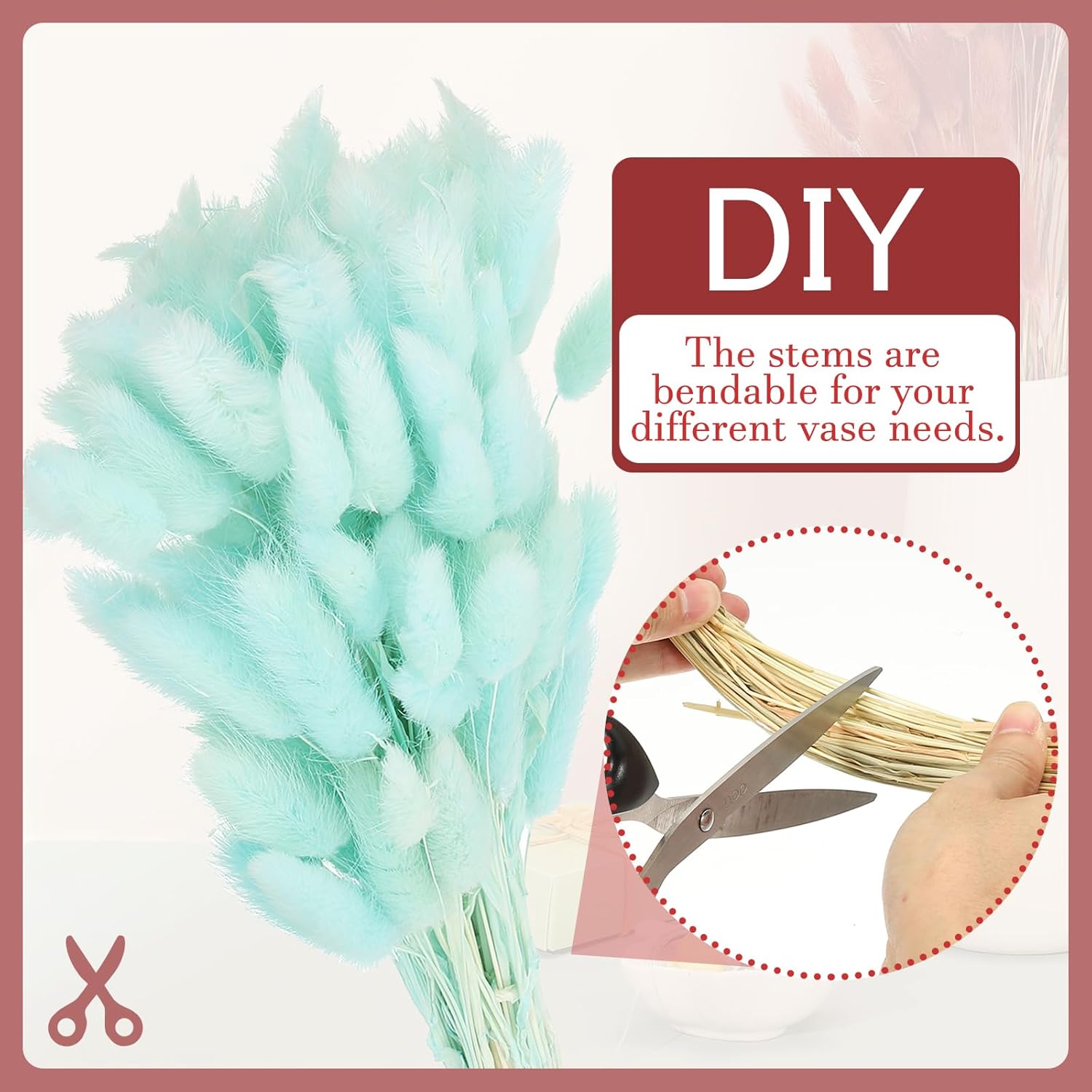 PATIKIL 157in Light Blue Bunny Tails Dried Flowers 70pcs