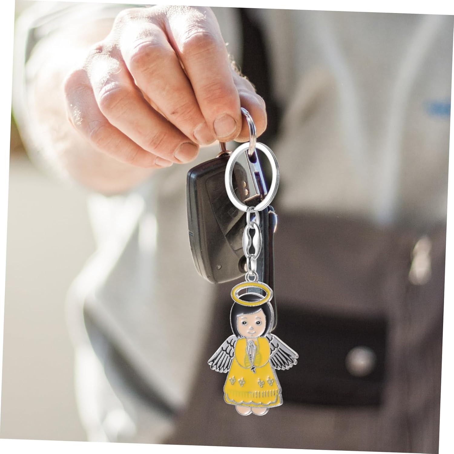 Merryhapy 6pcs Angel Keychain Bag Pendant Keychain Accessories for Baptism Parties