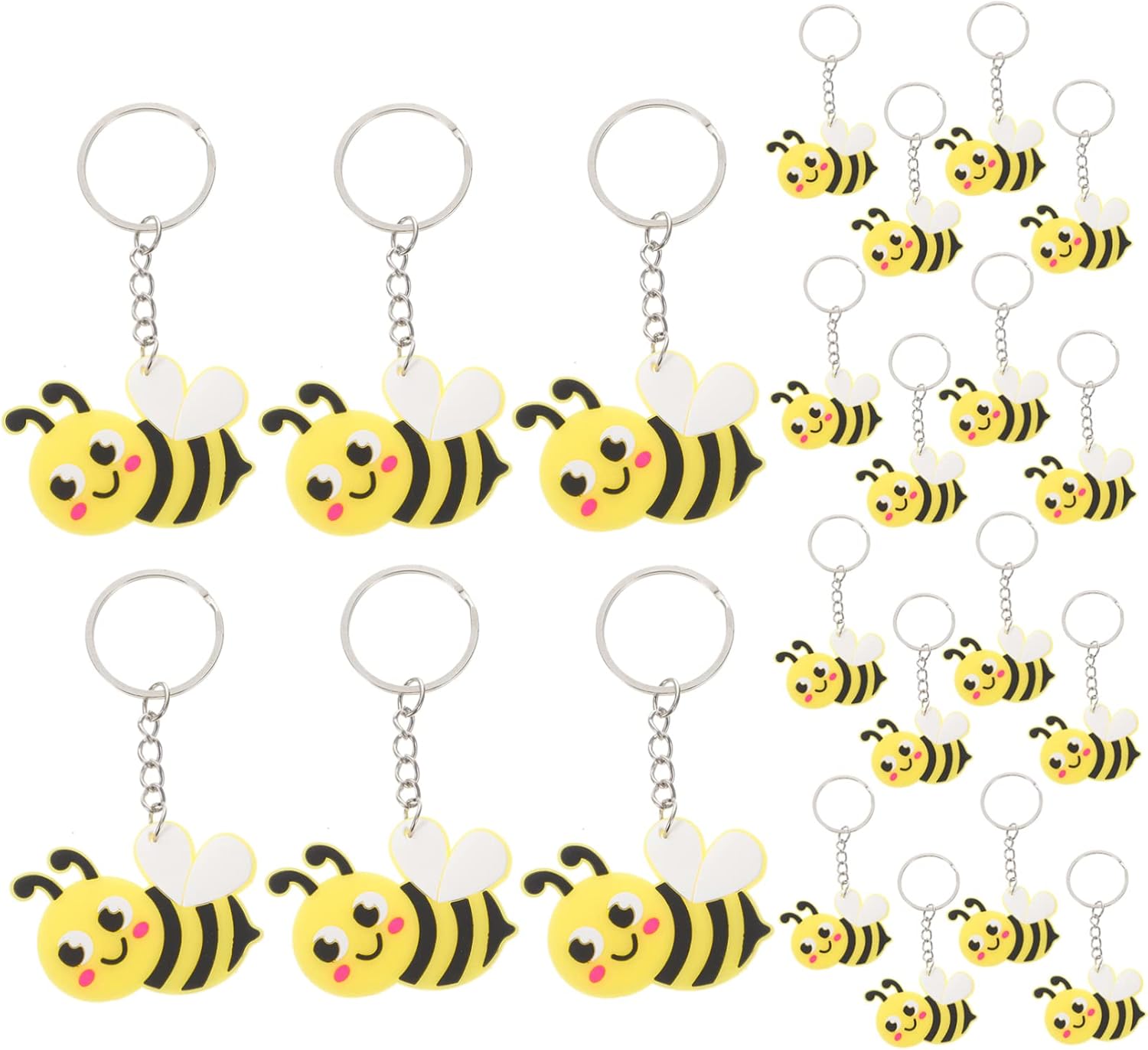 72 Pcs Cartoon Bee Metal Keychains Party Favors