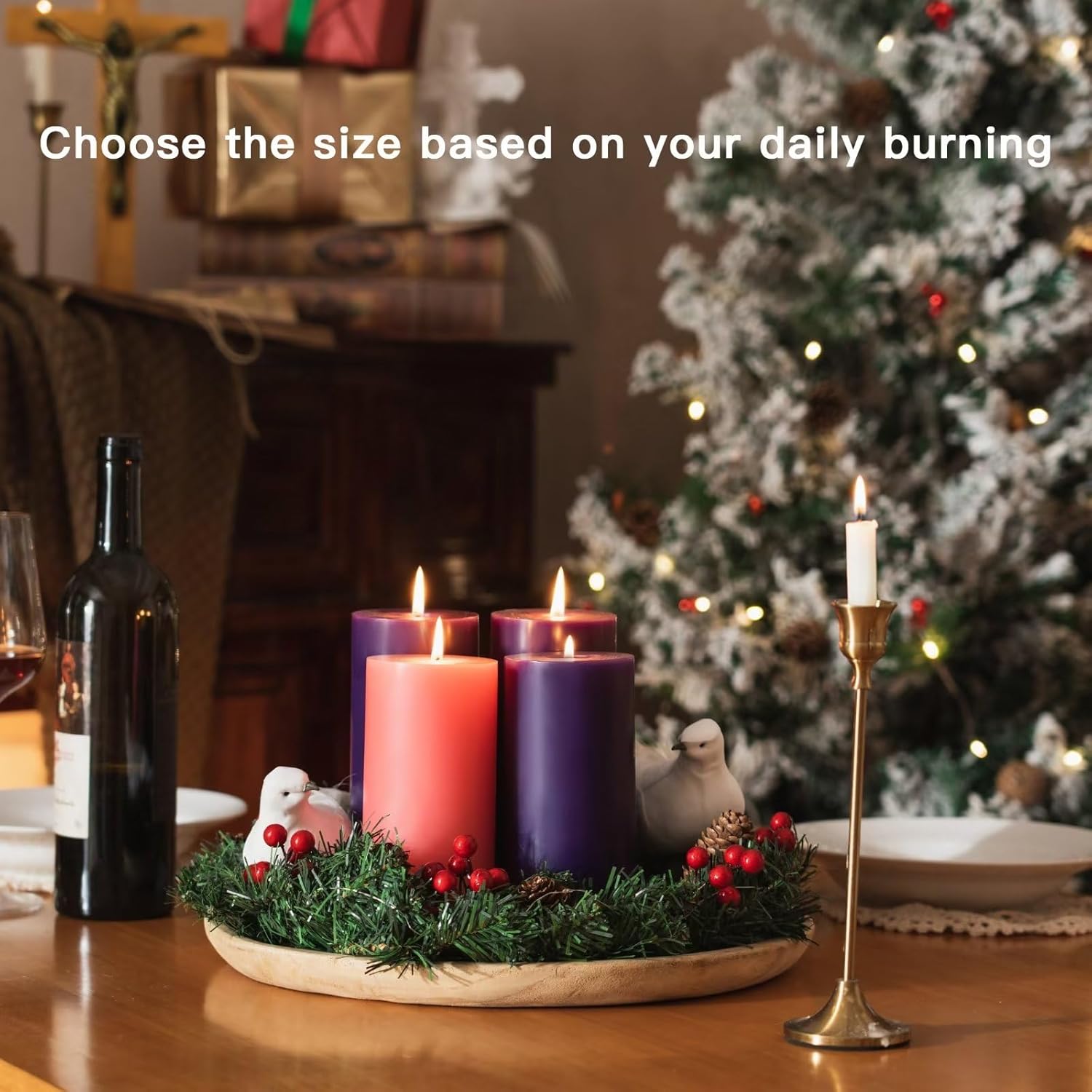 MOZEAL 3 x 6 Unscented Pillar Candles Set of 4