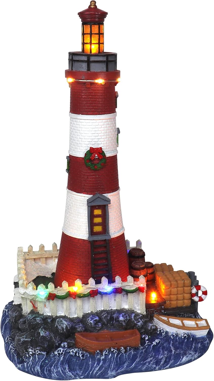 Christmas Village Lighthouse Resin Collectible