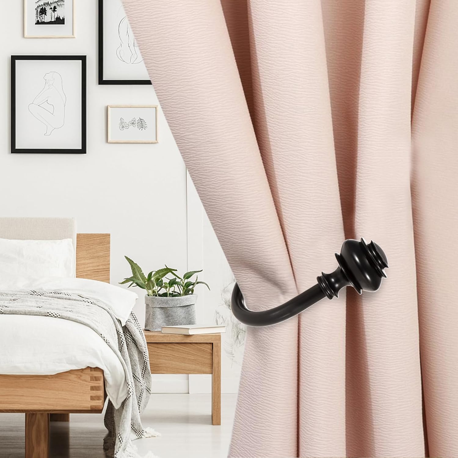 Sumnacon Set of 2 Decorative Curtain Holdbacks Black