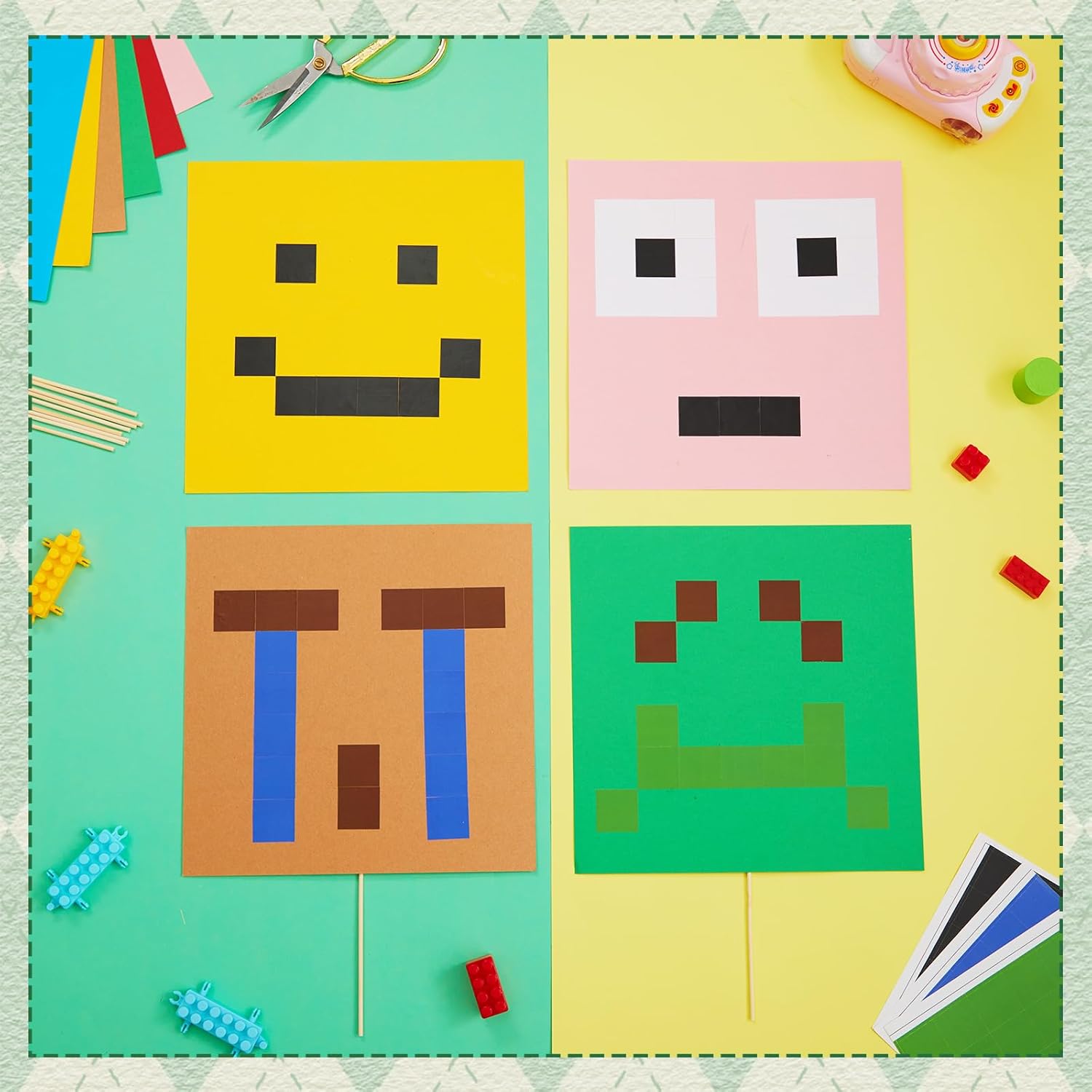 Marspark Pixel Party Photo Booth Props and Stickers