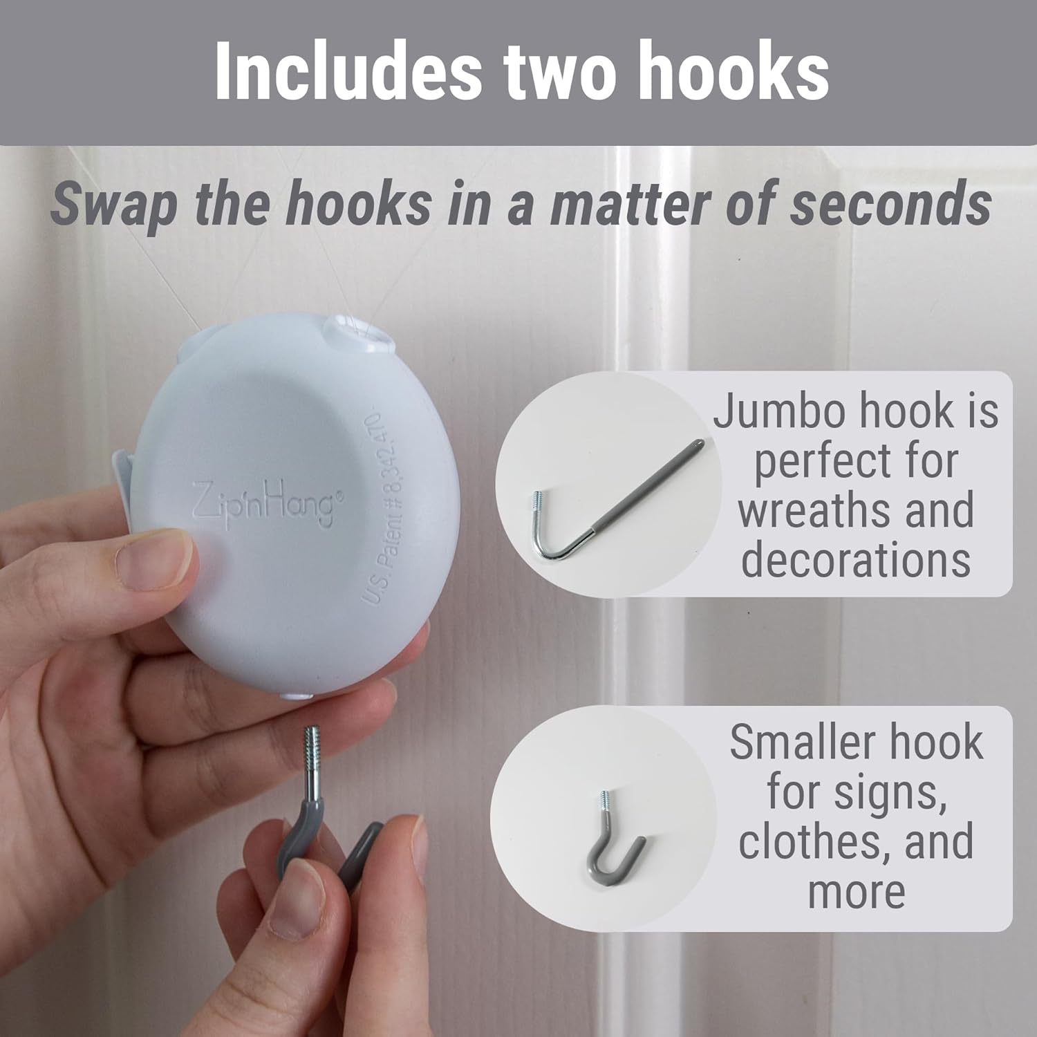 Zip n Hang Xtra Wreath Hanger for Glass Doors