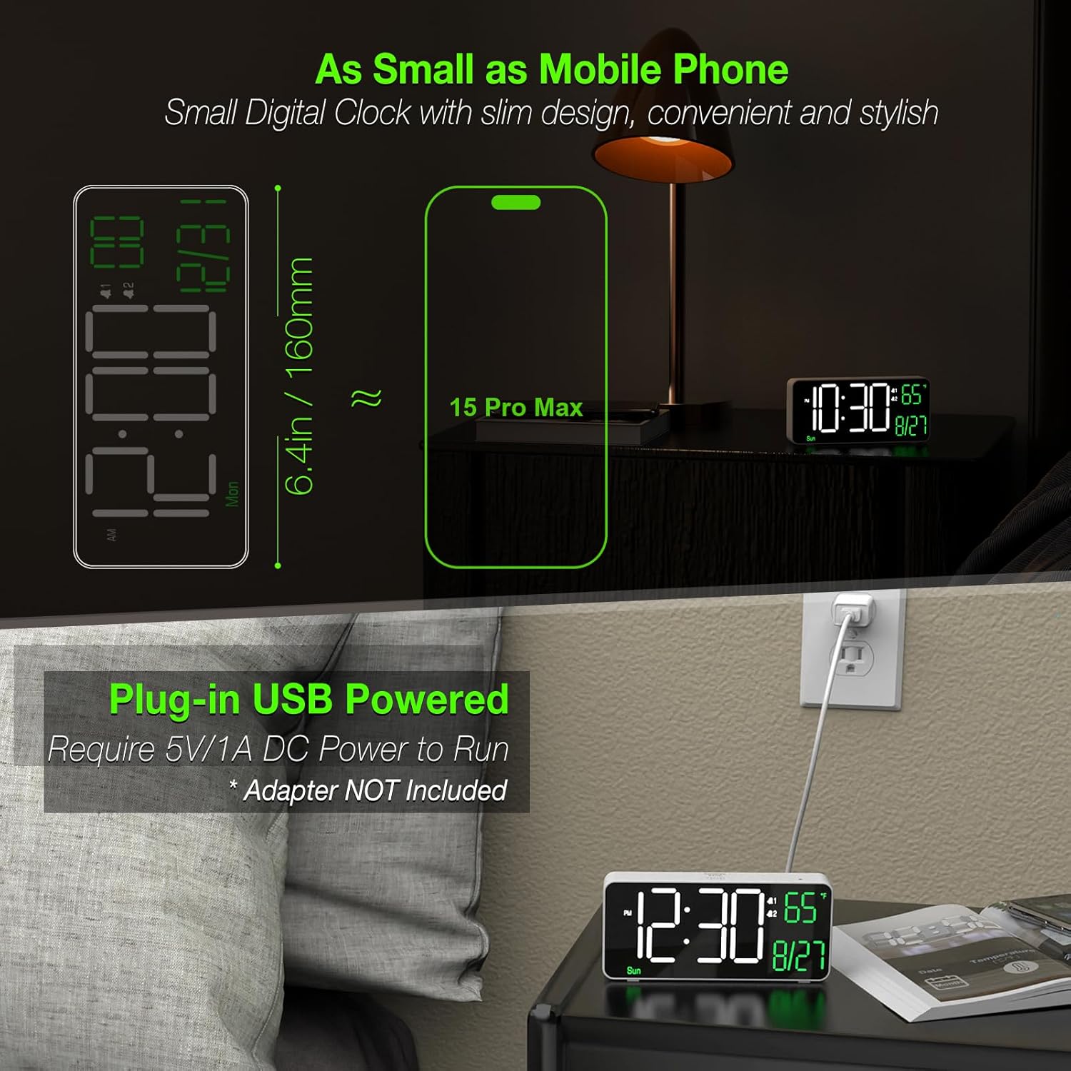 KOSUMOSU 67in Digital Alarm Clock with Auto Dimming