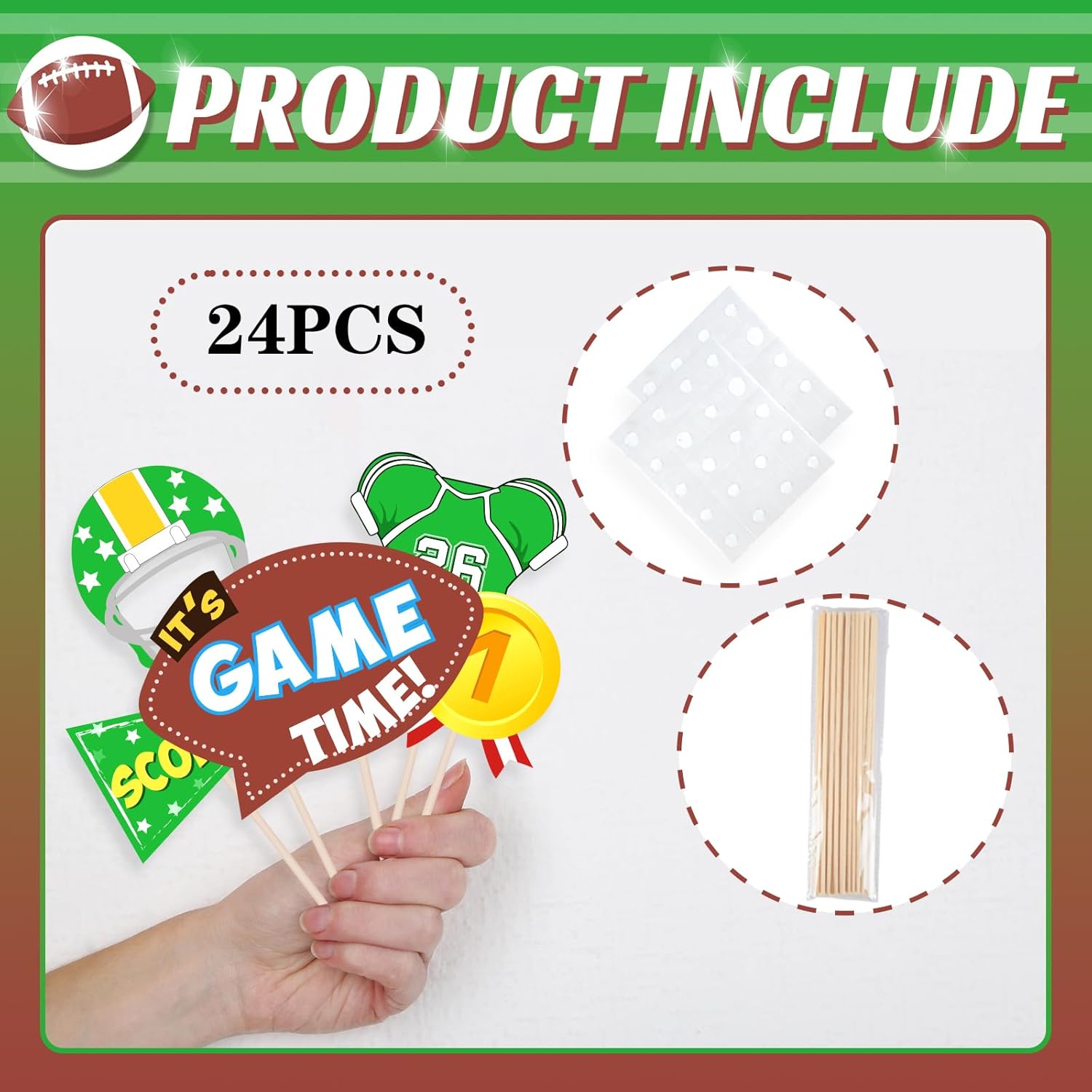 Maicaiffe Football Birthday Photo Booth Props - 24 Pcs