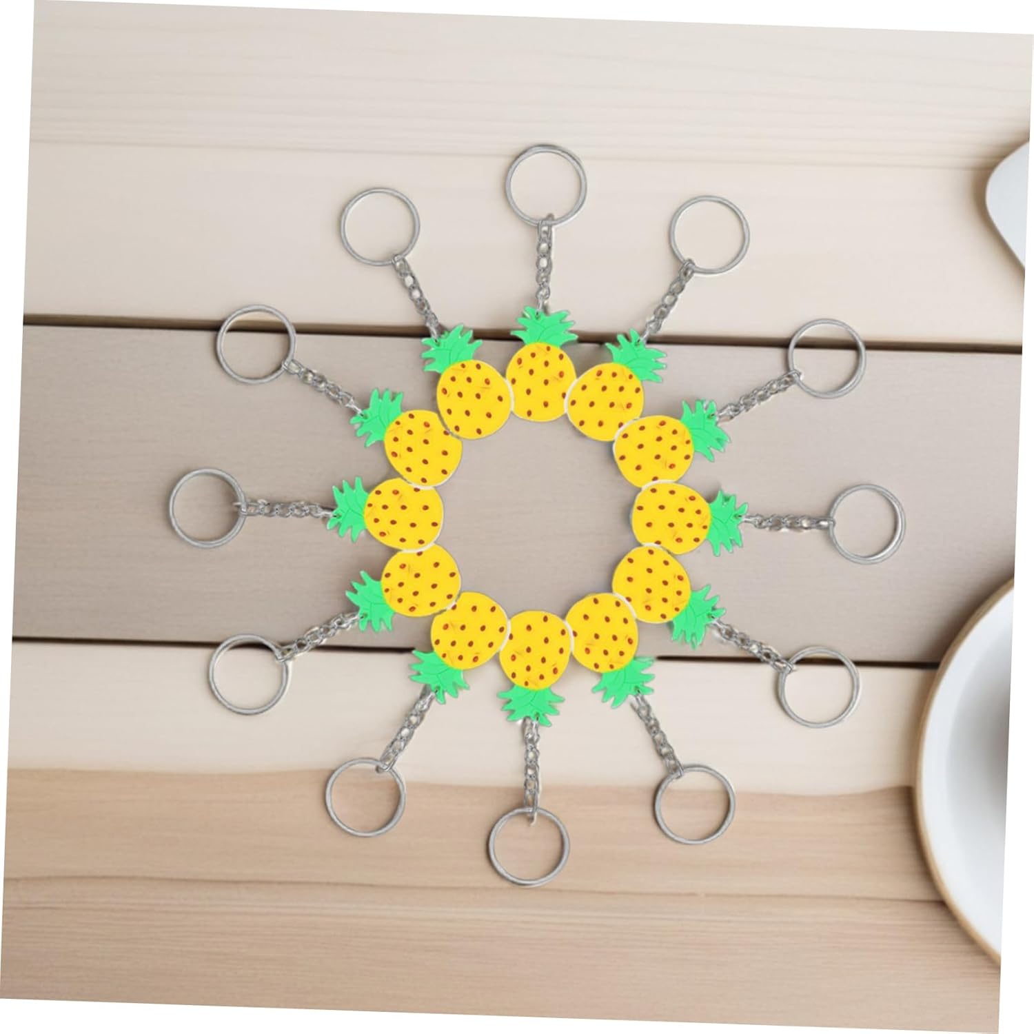 12Pcs Pineapple Keychain Set Hawaiian Style Summer Decorations