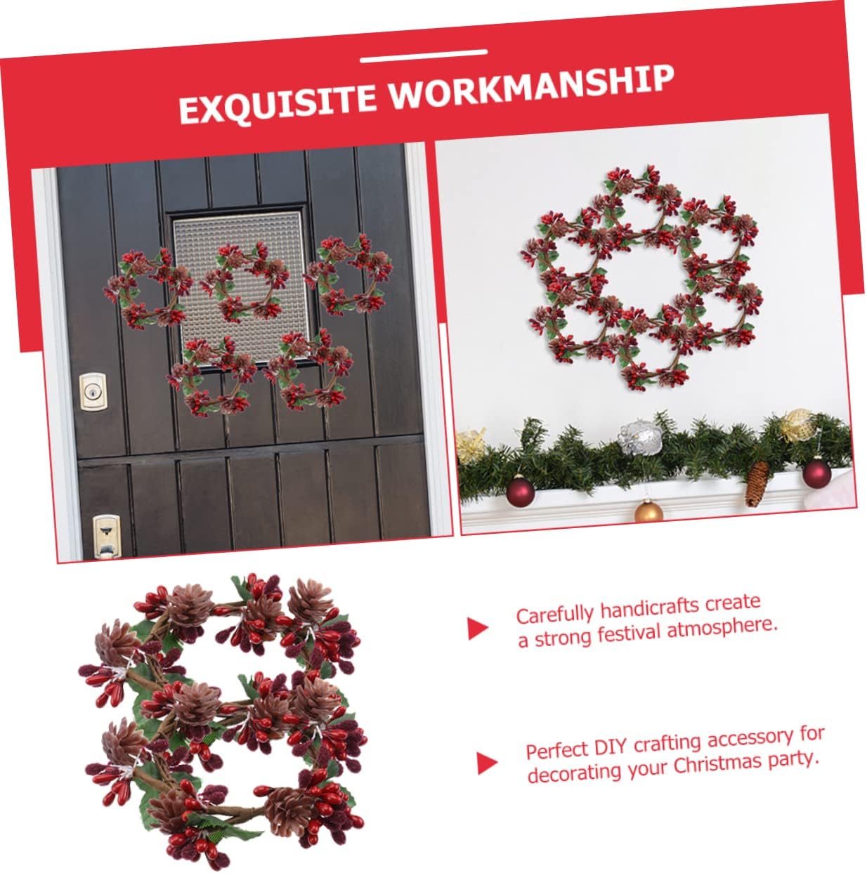 2pcs Berry Candle Simulation Wreaths for Christmas Decor