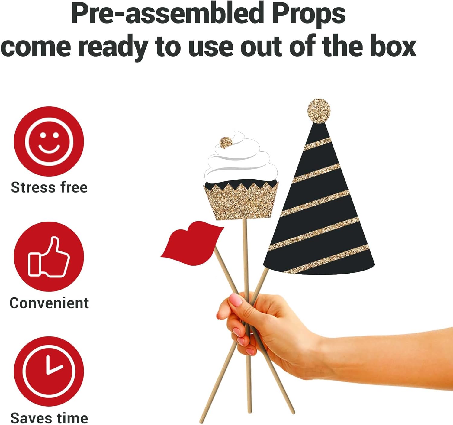 Perfect Occasion Fully Assembled Birthday Photo Booth Props 30 Piece Box Set