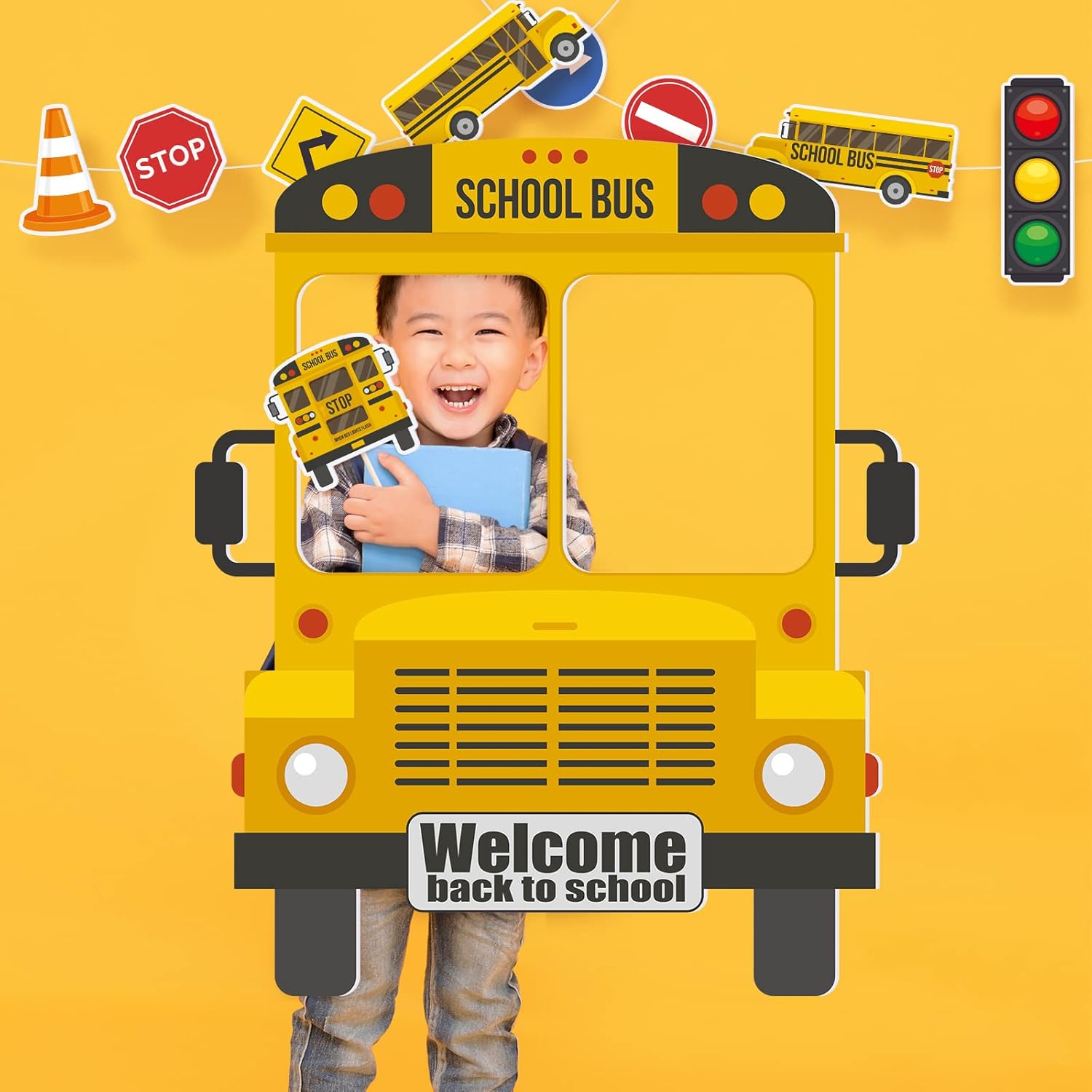 Thenshop School Bus Photo Booth Frame Set