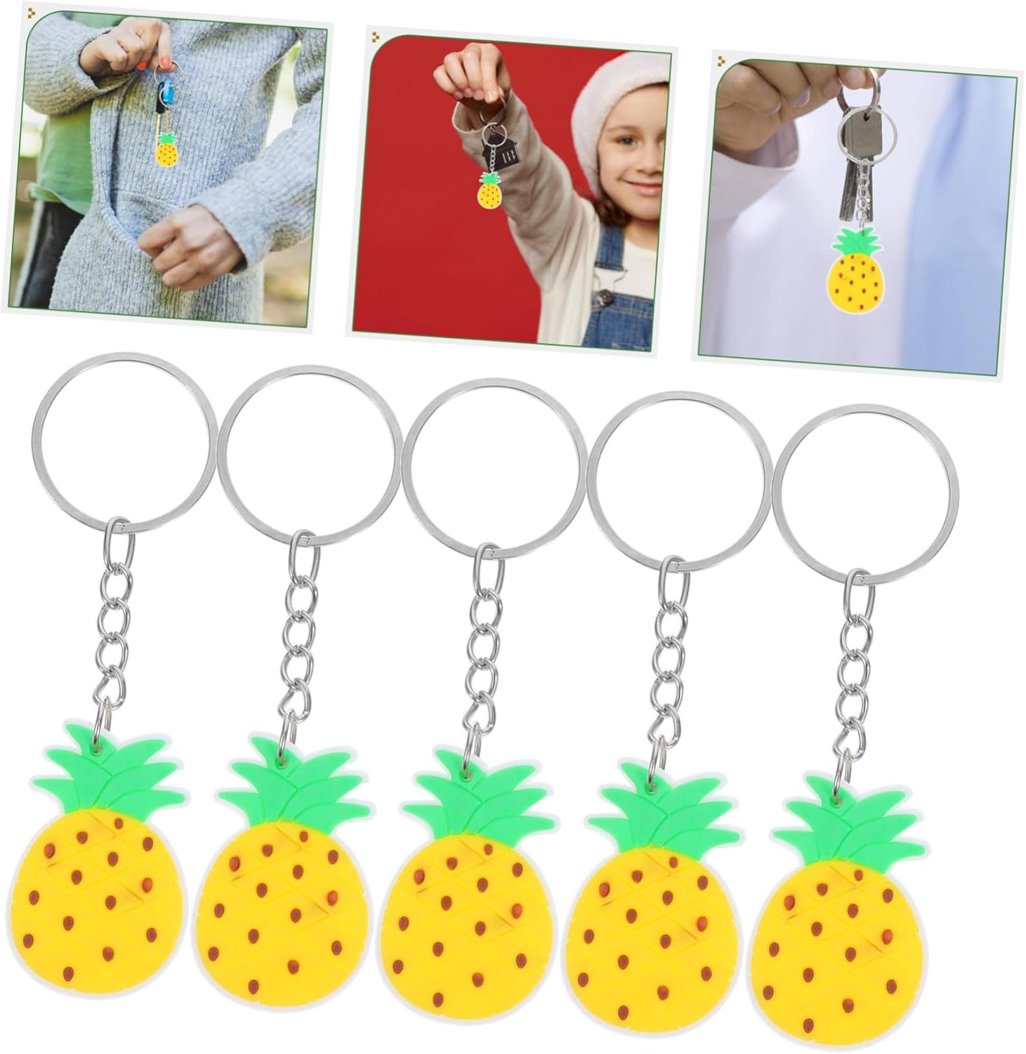 12Pcs Pineapple Keychain Set Hawaiian Style Summer Decorations