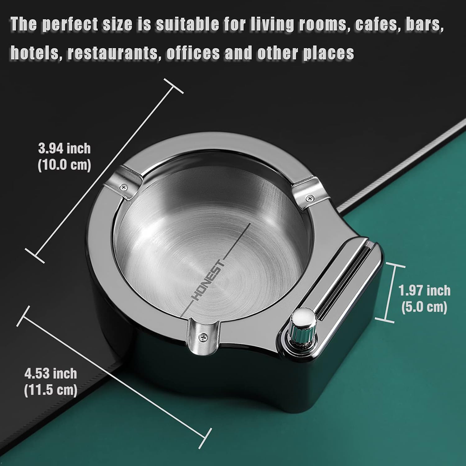 YUSUD Large Cigarette Ashtray with Match Lighter