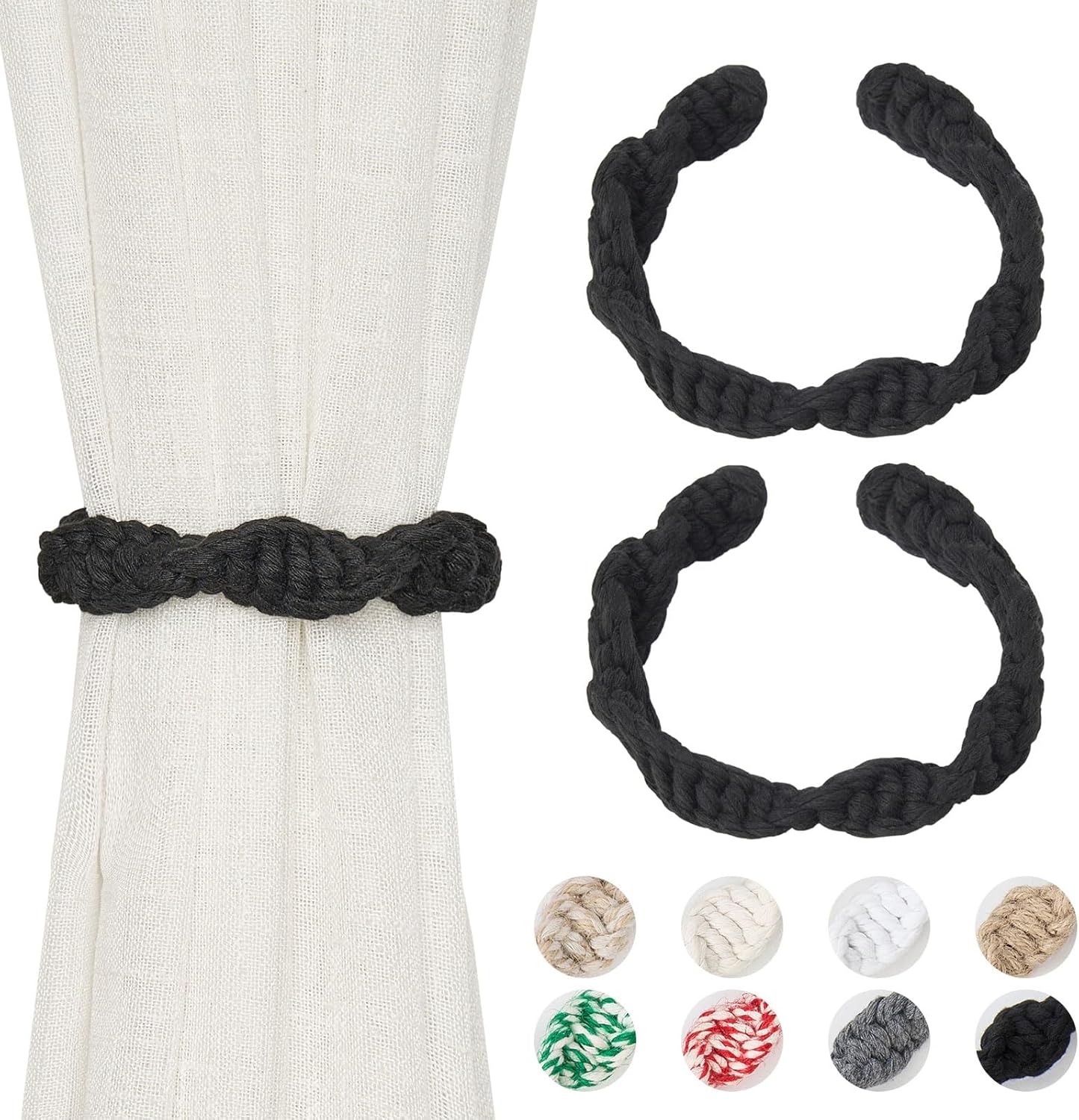 NICEEC 2 Pack Cotton Rope Curtain Tiebacks Farmhouse Decor Holdbacks