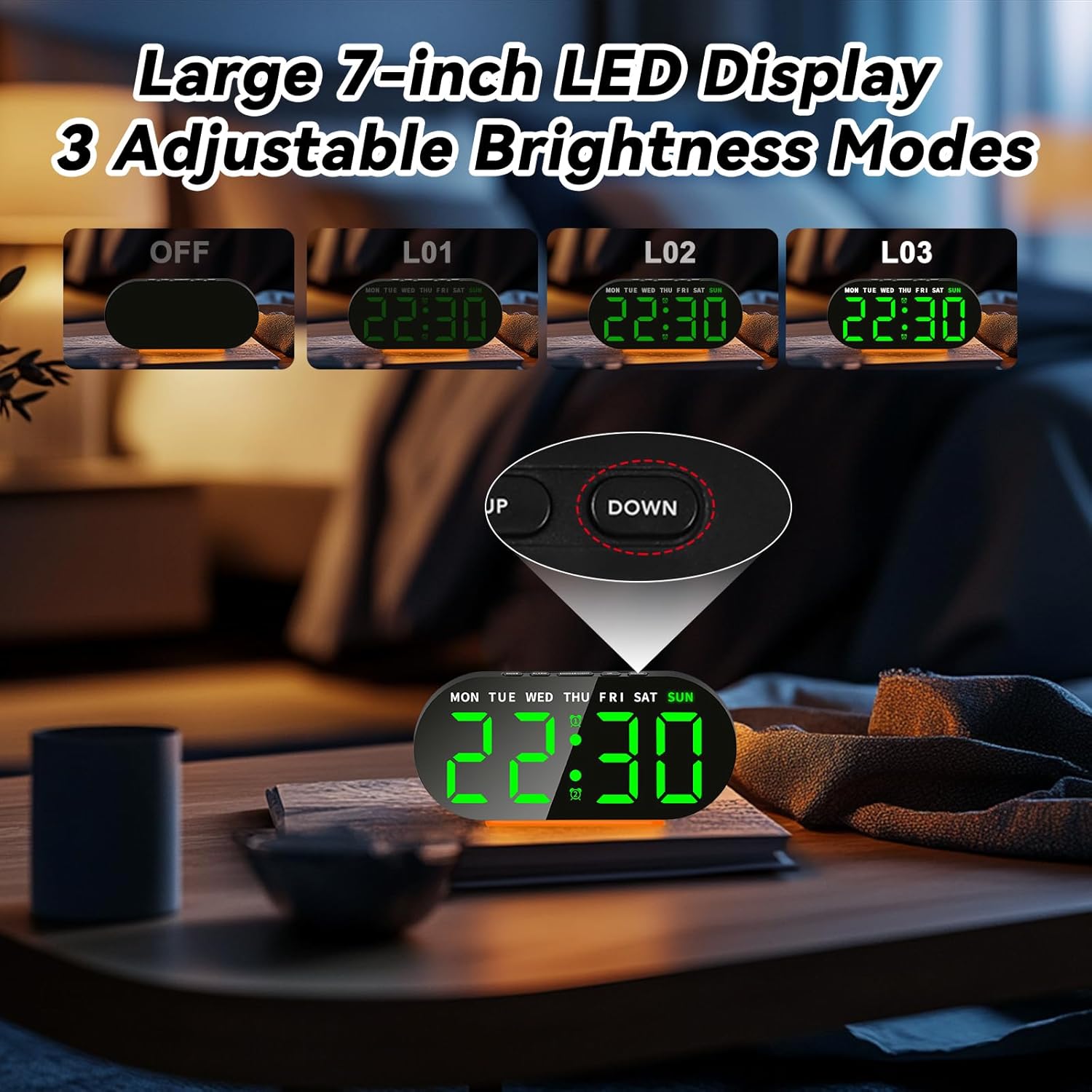 DTKID Digital Alarm Clock with Dual Alarms and Snooze