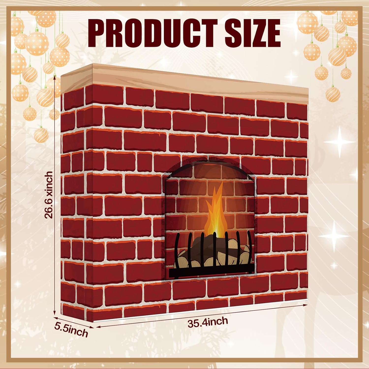 Zhanmai Christmas Faux Fireplace 2 Pcs Decor Prop